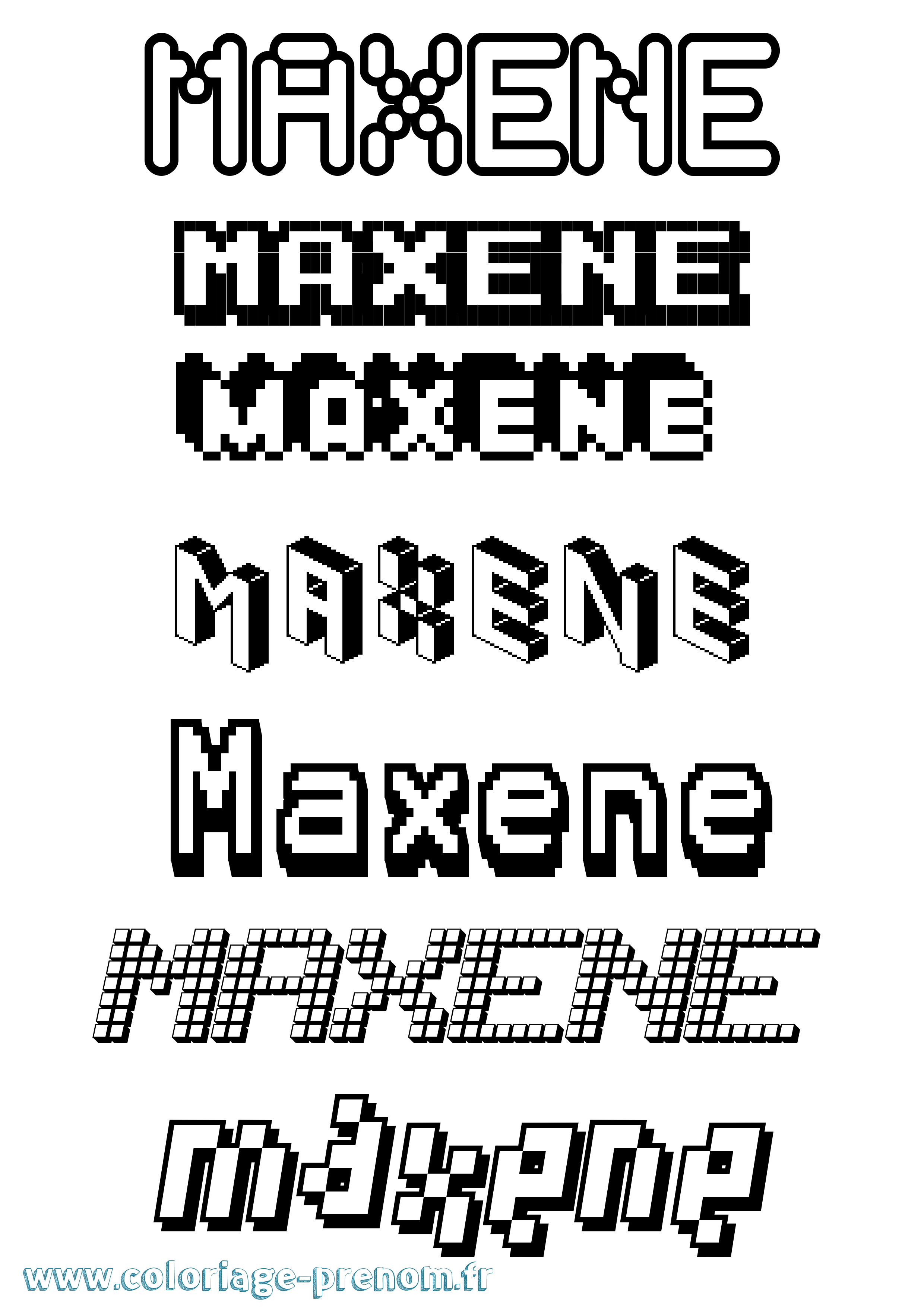 Coloriage prénom Maxene Pixel