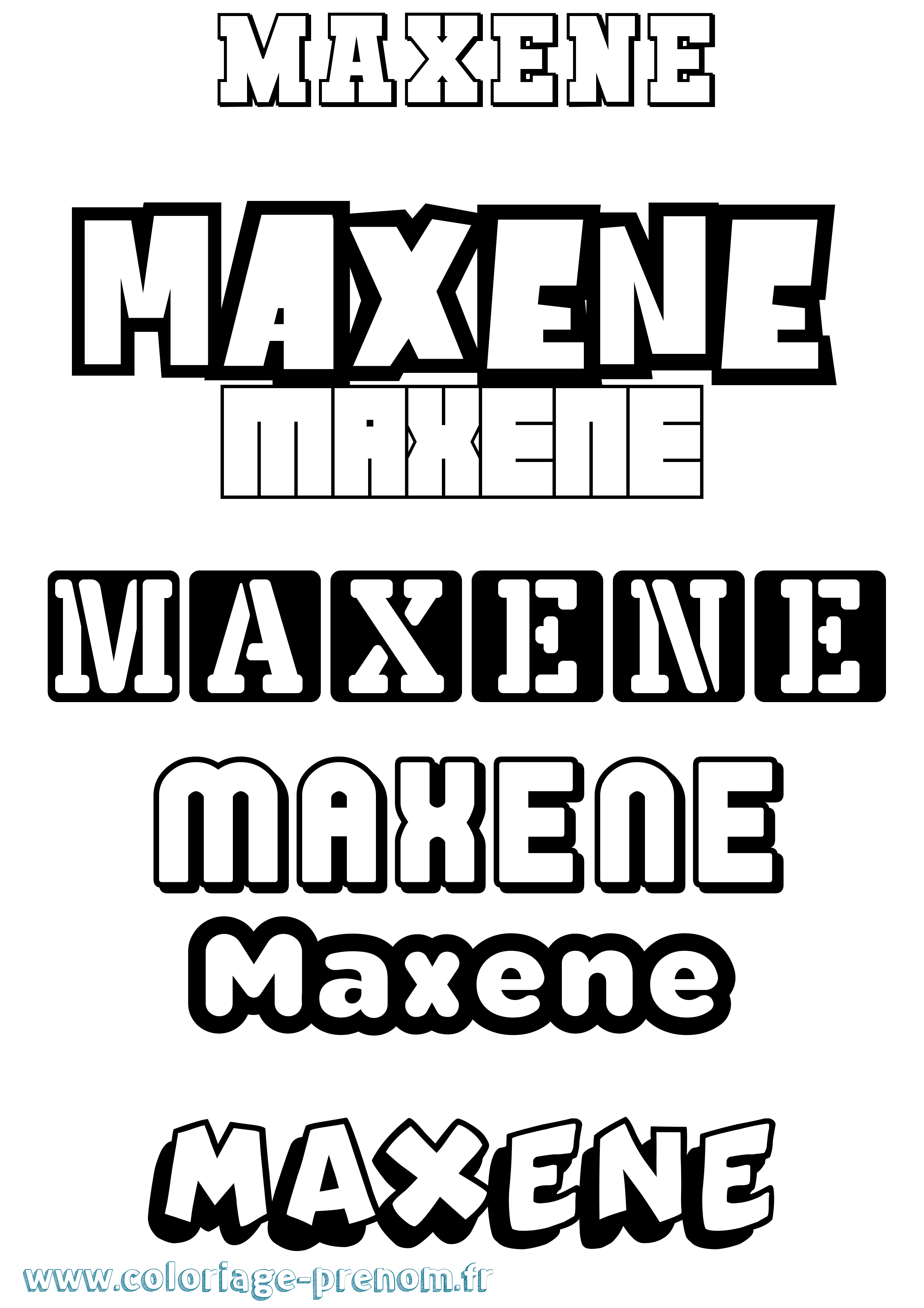 Coloriage prénom Maxene Simple