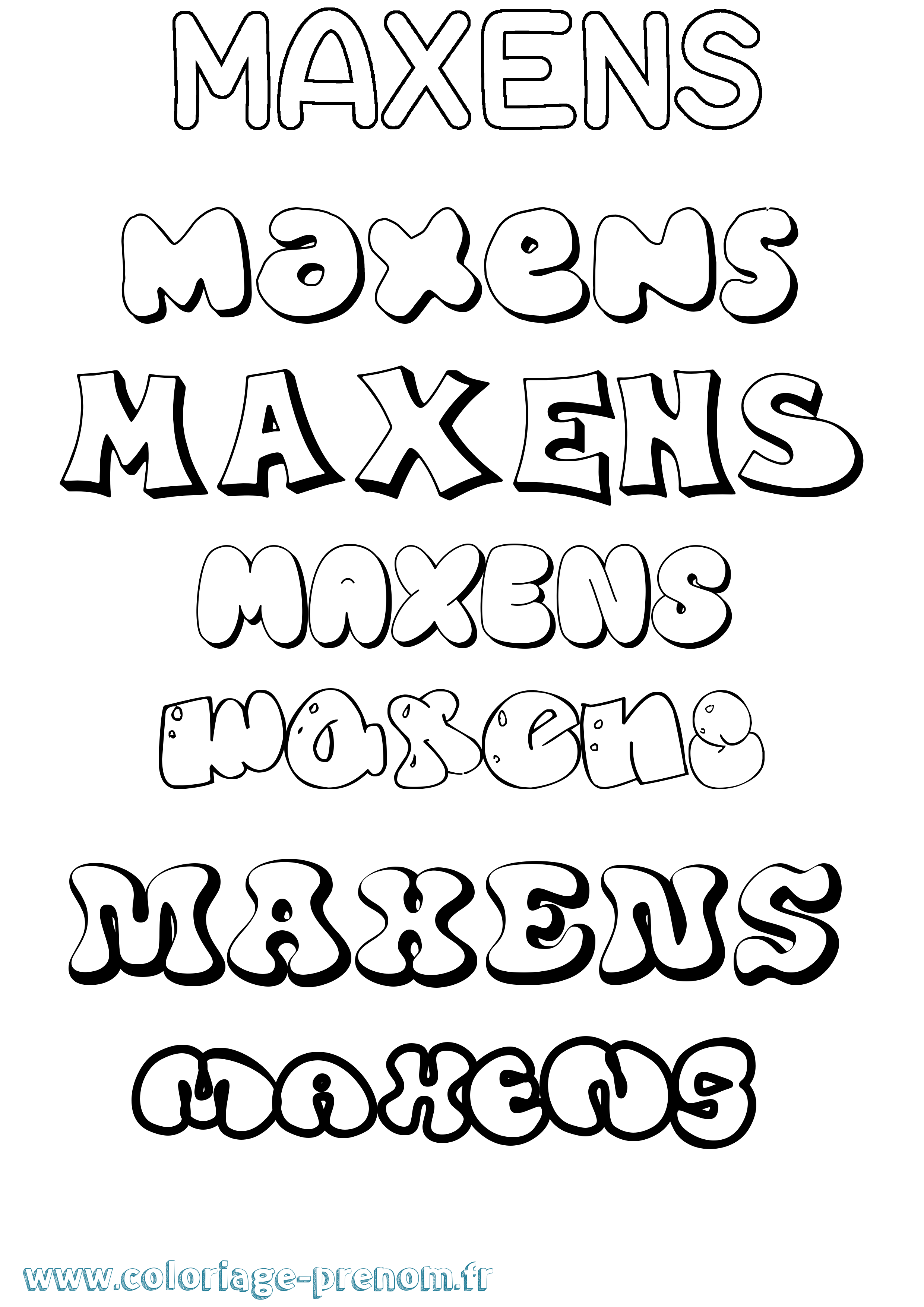 Coloriage Maxens Bubble Coloriage prénom Maxens Bubble