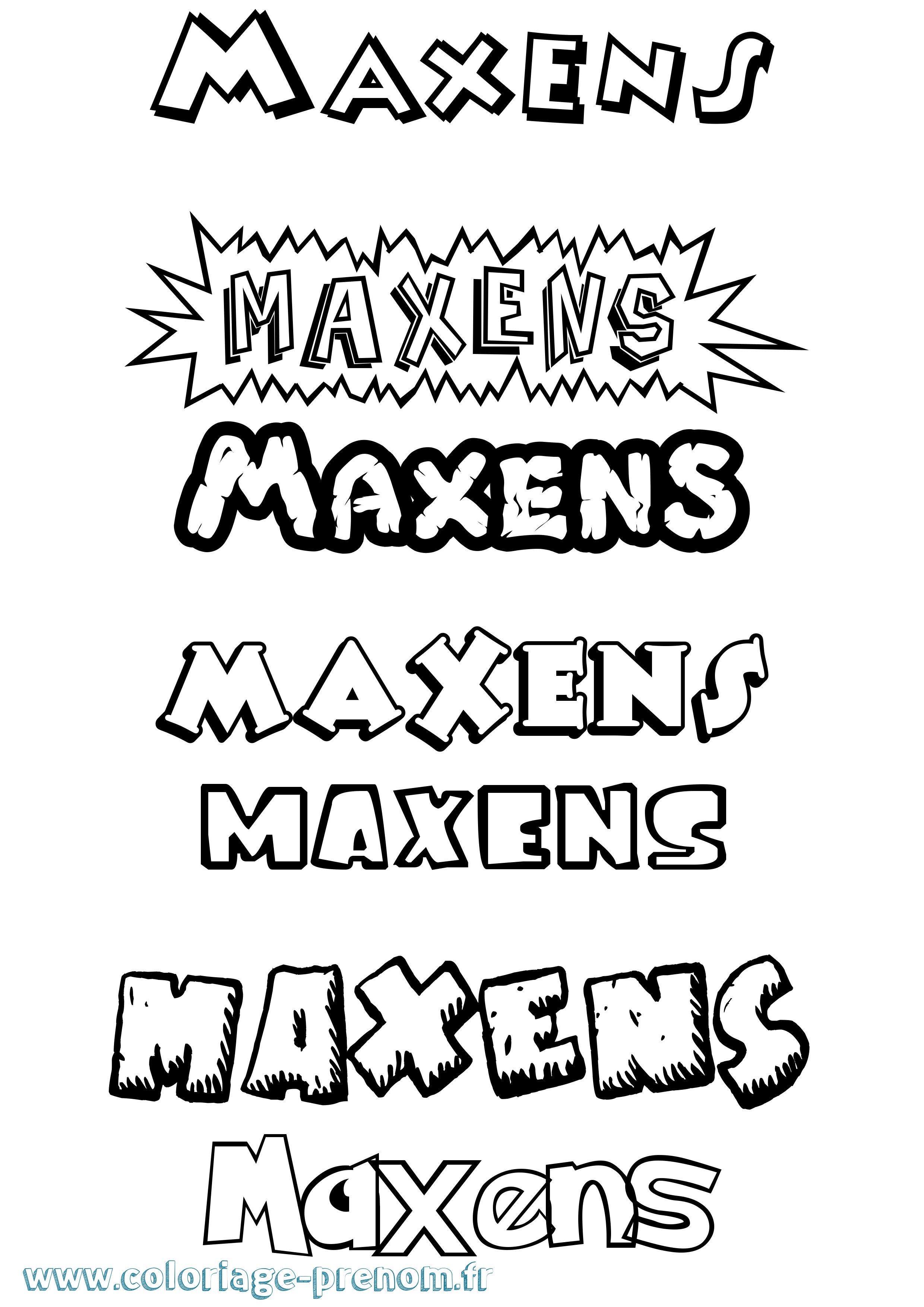 Coloriage prénom Maxens Dessin Animé