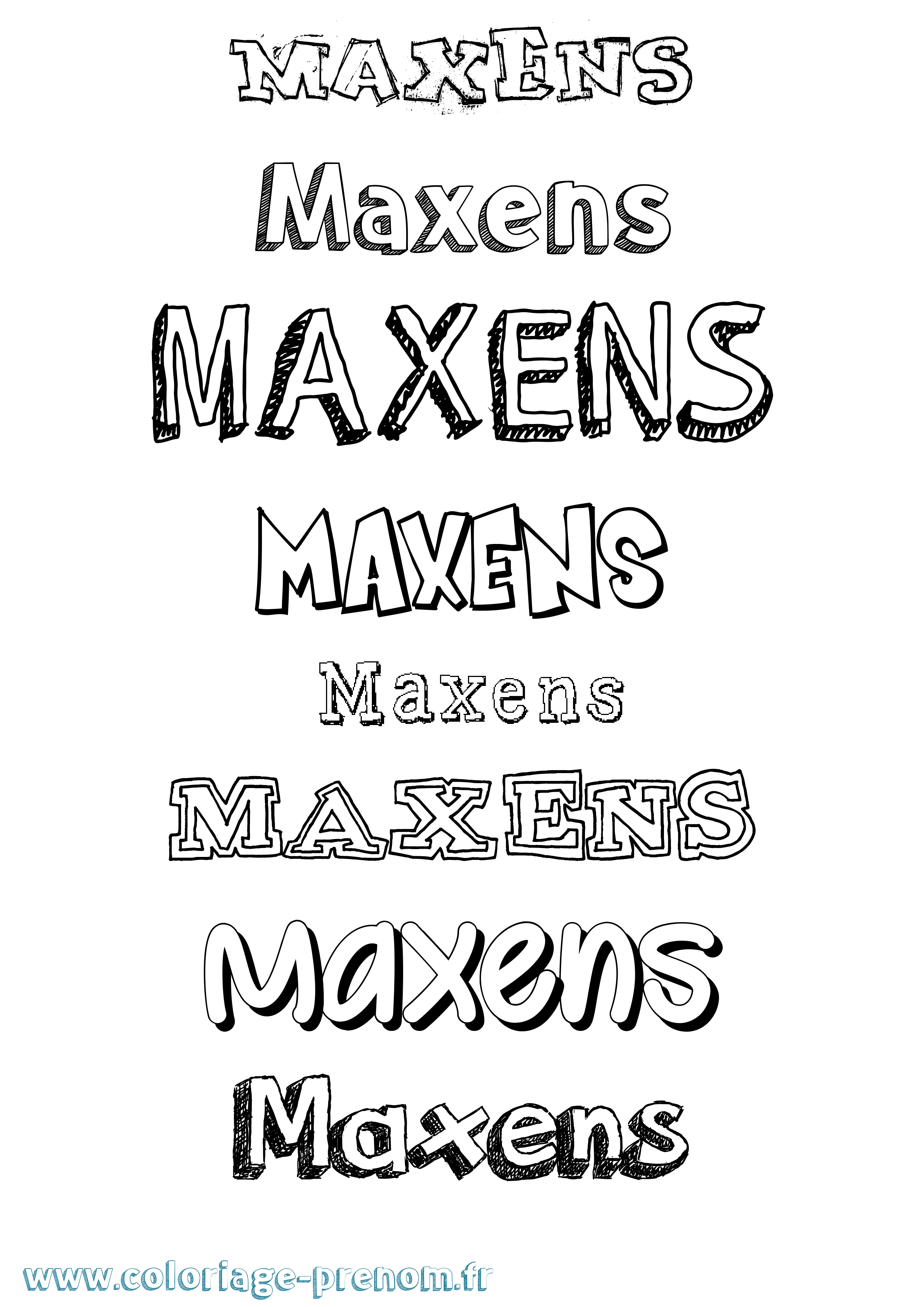 Coloriage prénom Maxens Dessiné