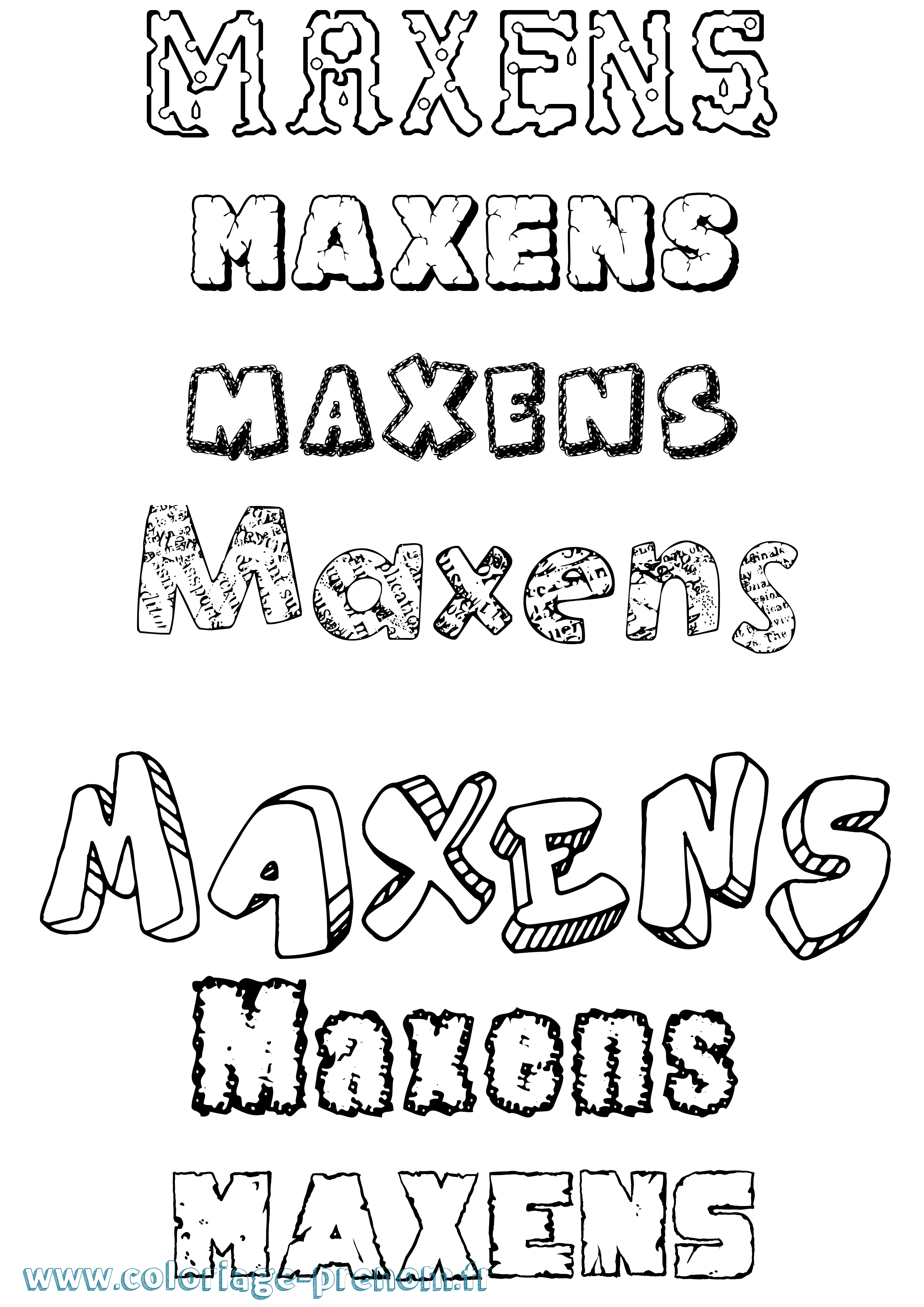 Coloriage prénom Maxens Destructuré
