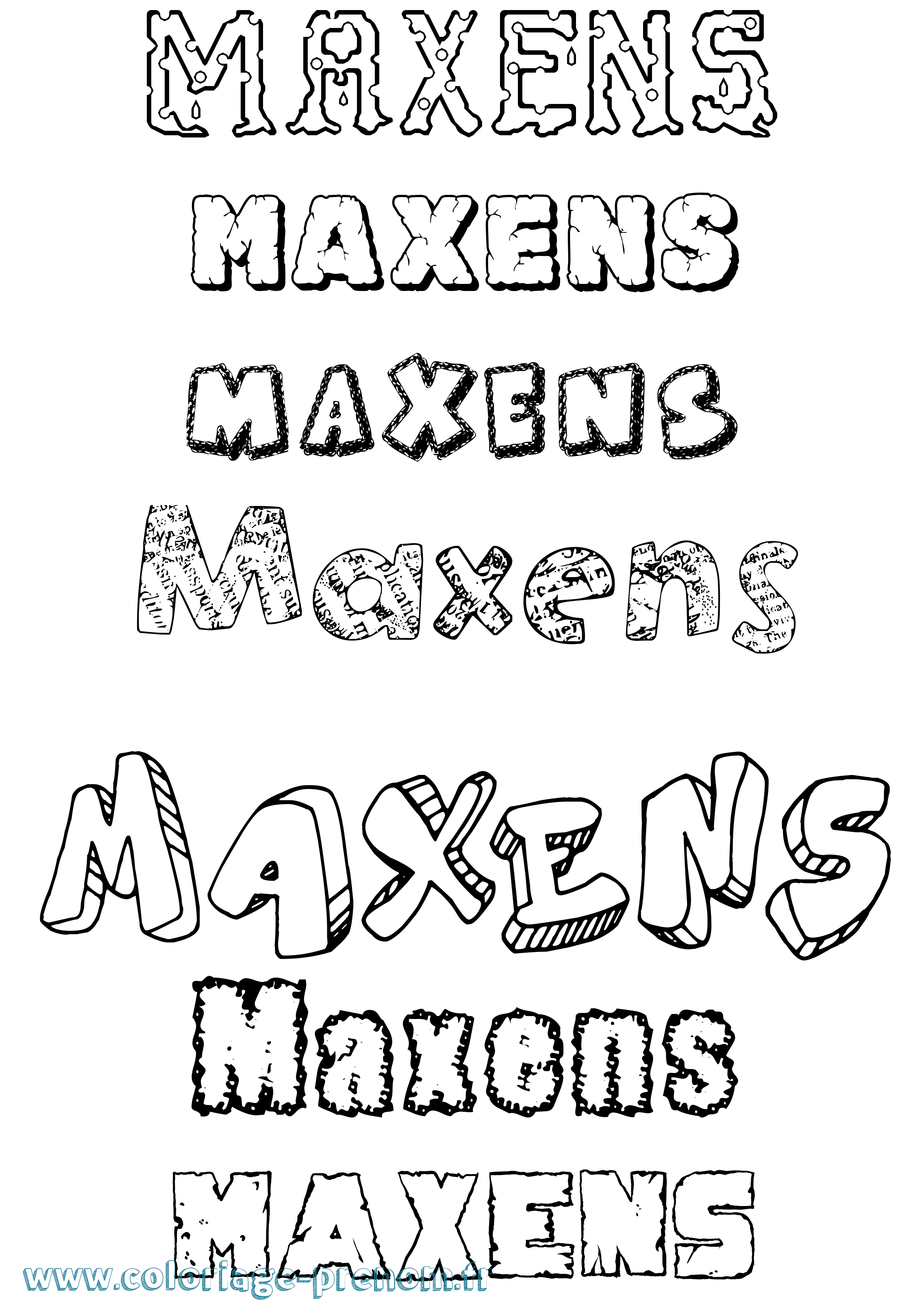 Coloriage Maxens Destructuré Coloriage prénom Maxens Destructuré