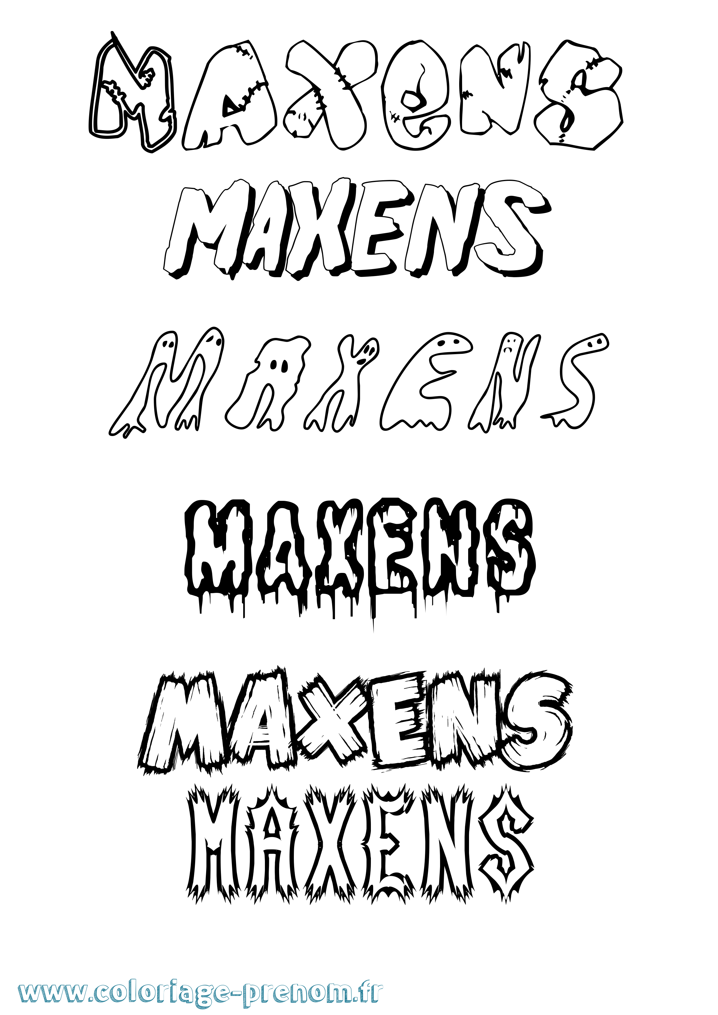 Coloriage Maxens Frisson Coloriage prénom Maxens Frisson