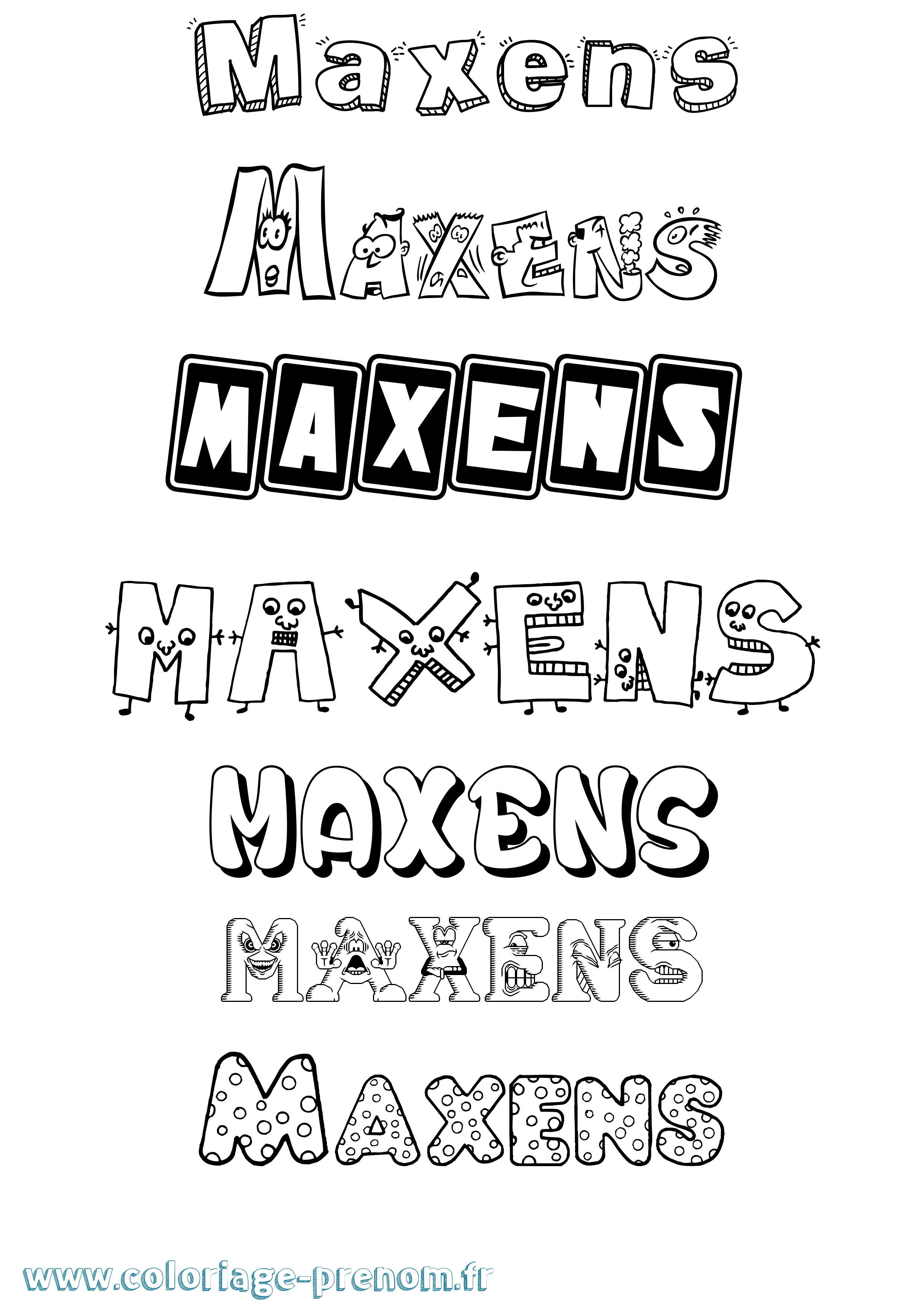 Coloriage Maxens Fun Coloriage prénom Maxens Fun