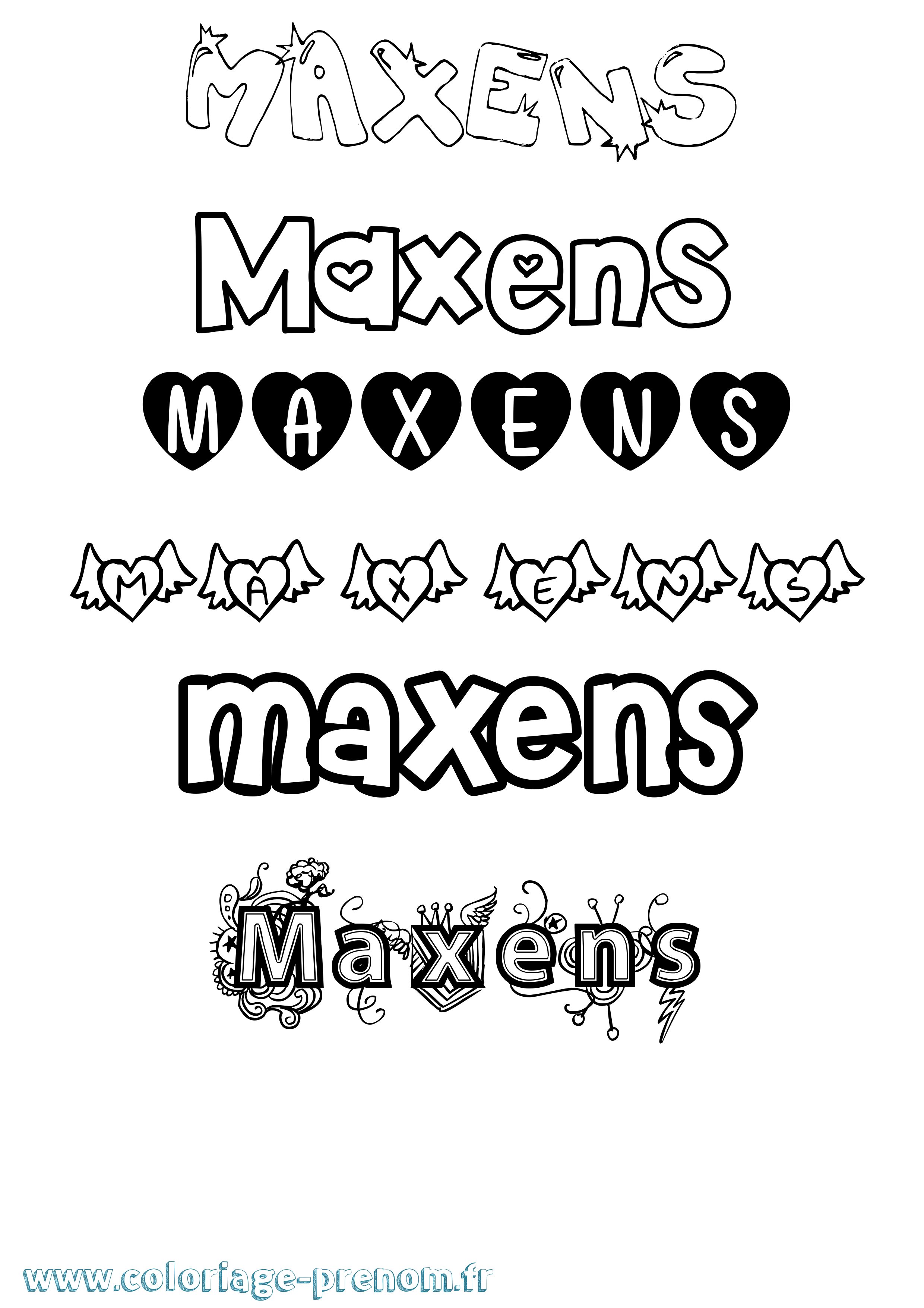 Coloriage Maxens Girly Coloriage prénom Maxens Girly