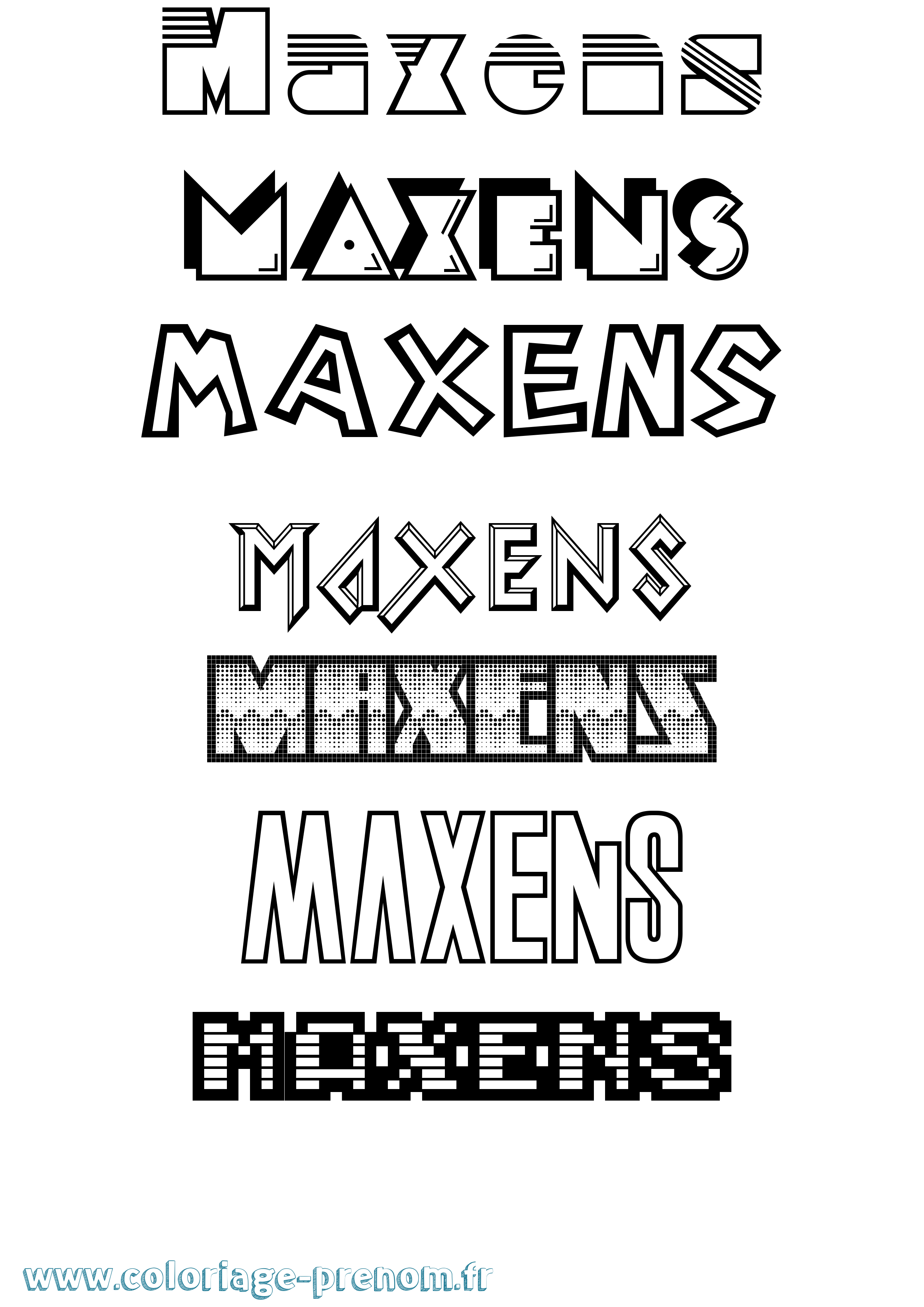 Coloriage prénom Maxens Jeux Vidéos