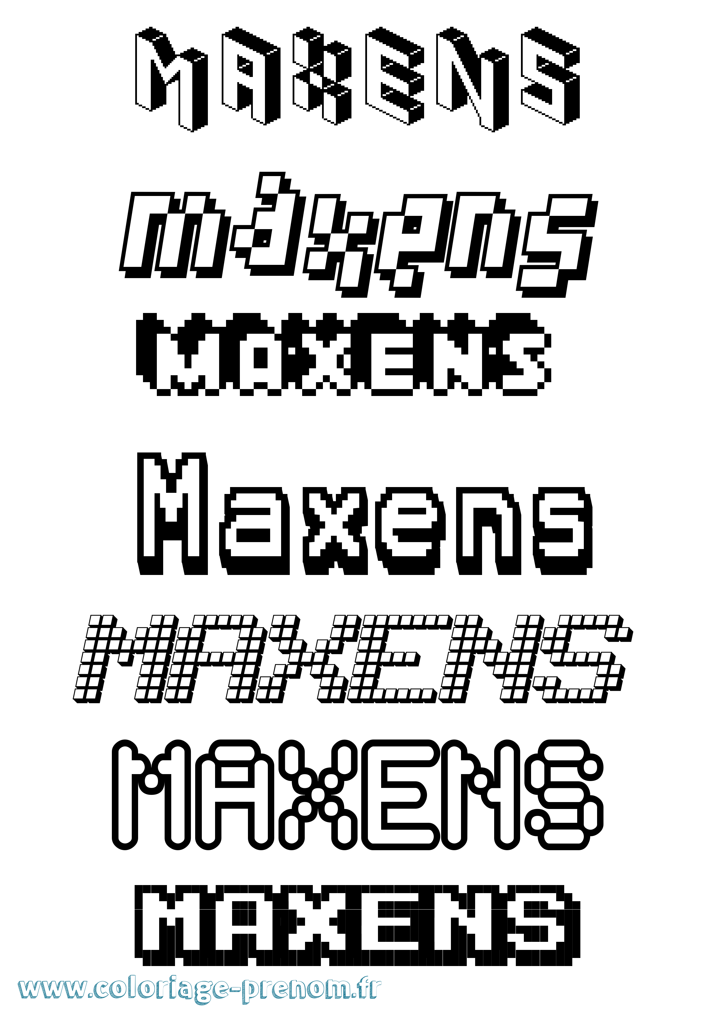 Coloriage Maxens Pixel Coloriage prénom Maxens Pixel