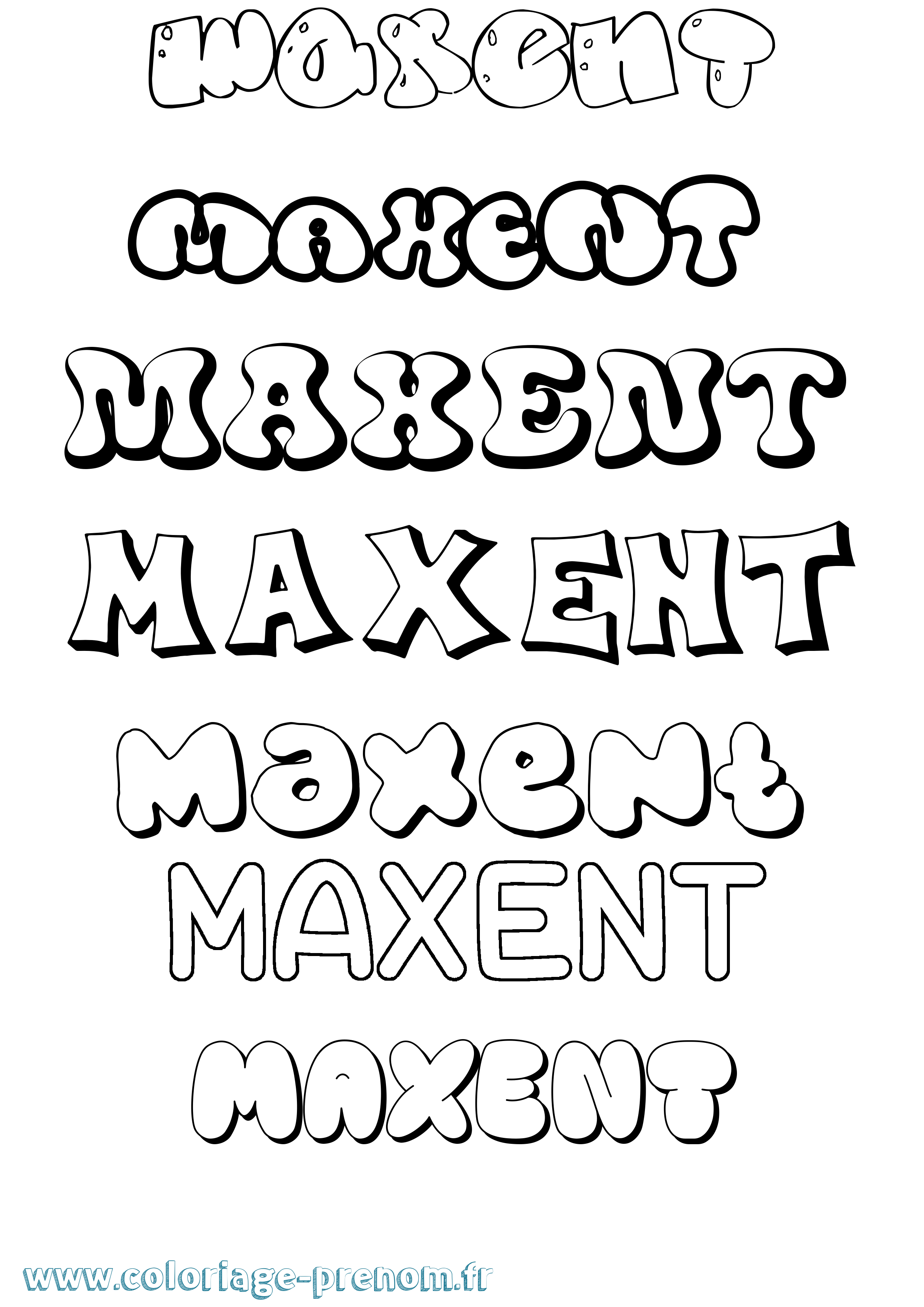 Coloriage prénom Maxent Bubble