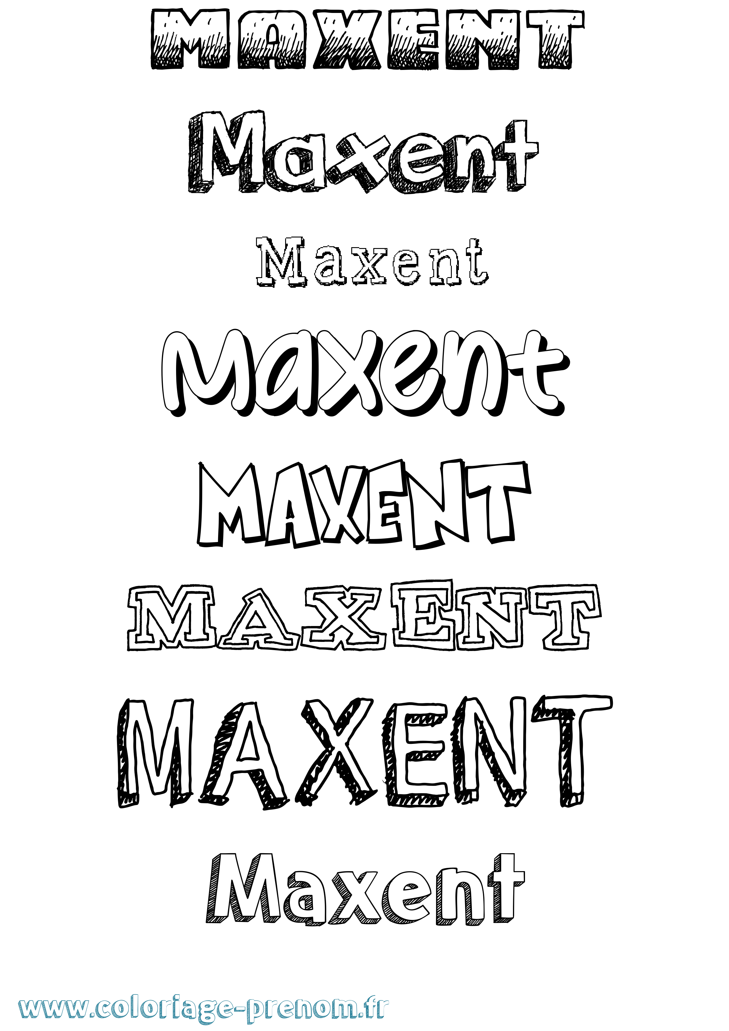 Coloriage prénom Maxent Dessiné