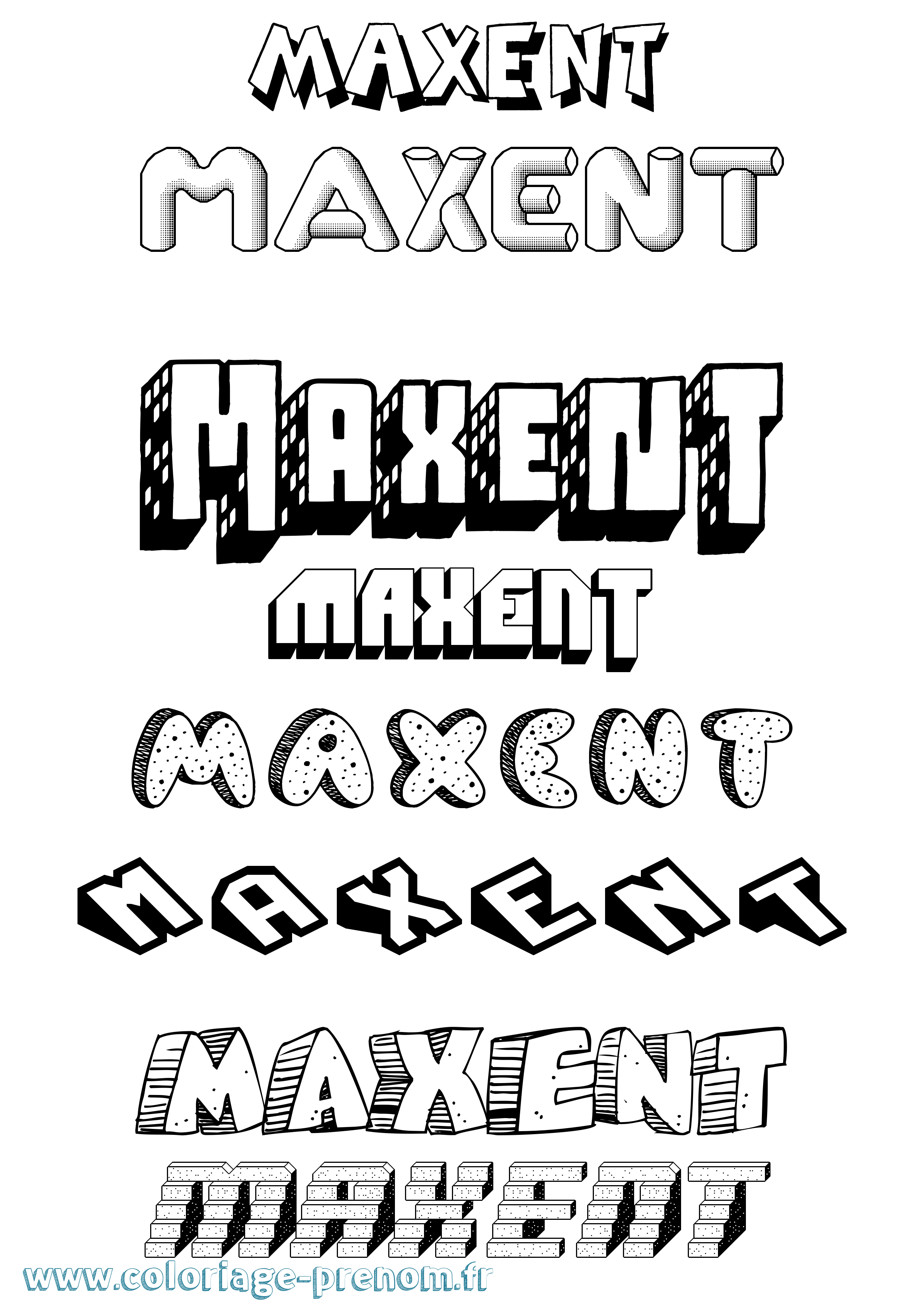 Coloriage prénom Maxent Effet 3D