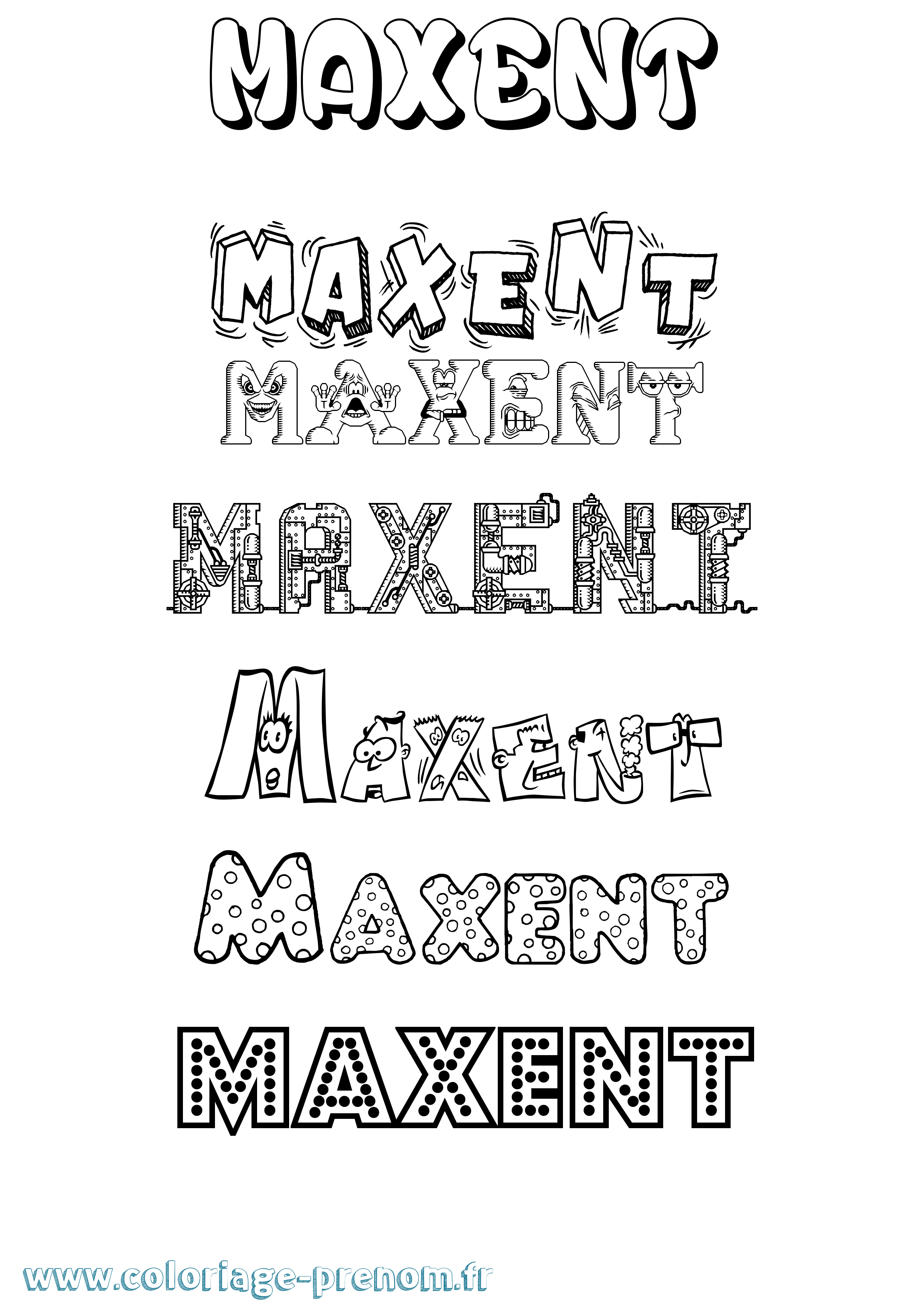 Coloriage prénom Maxent Fun