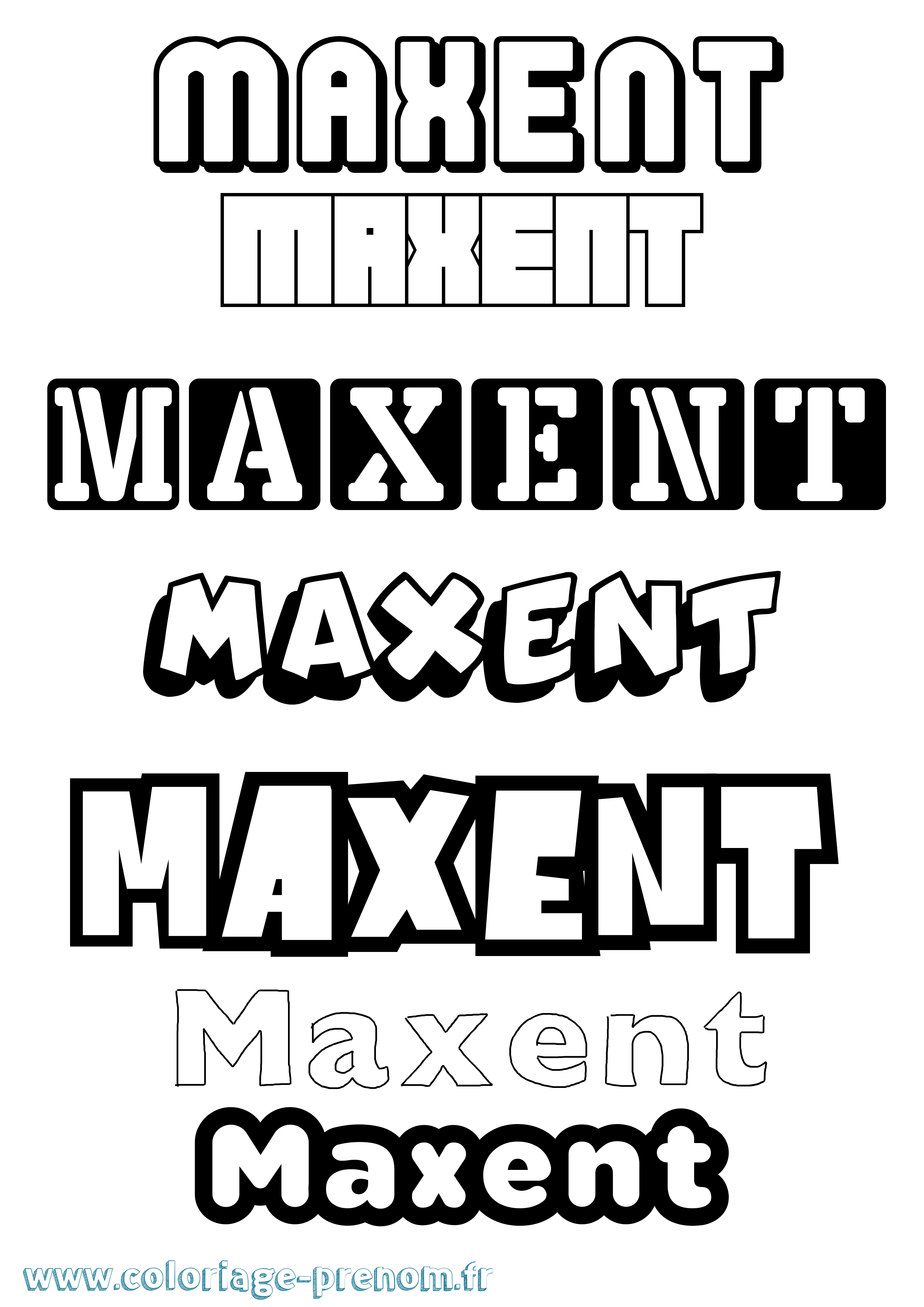 Coloriage prénom Maxent Simple