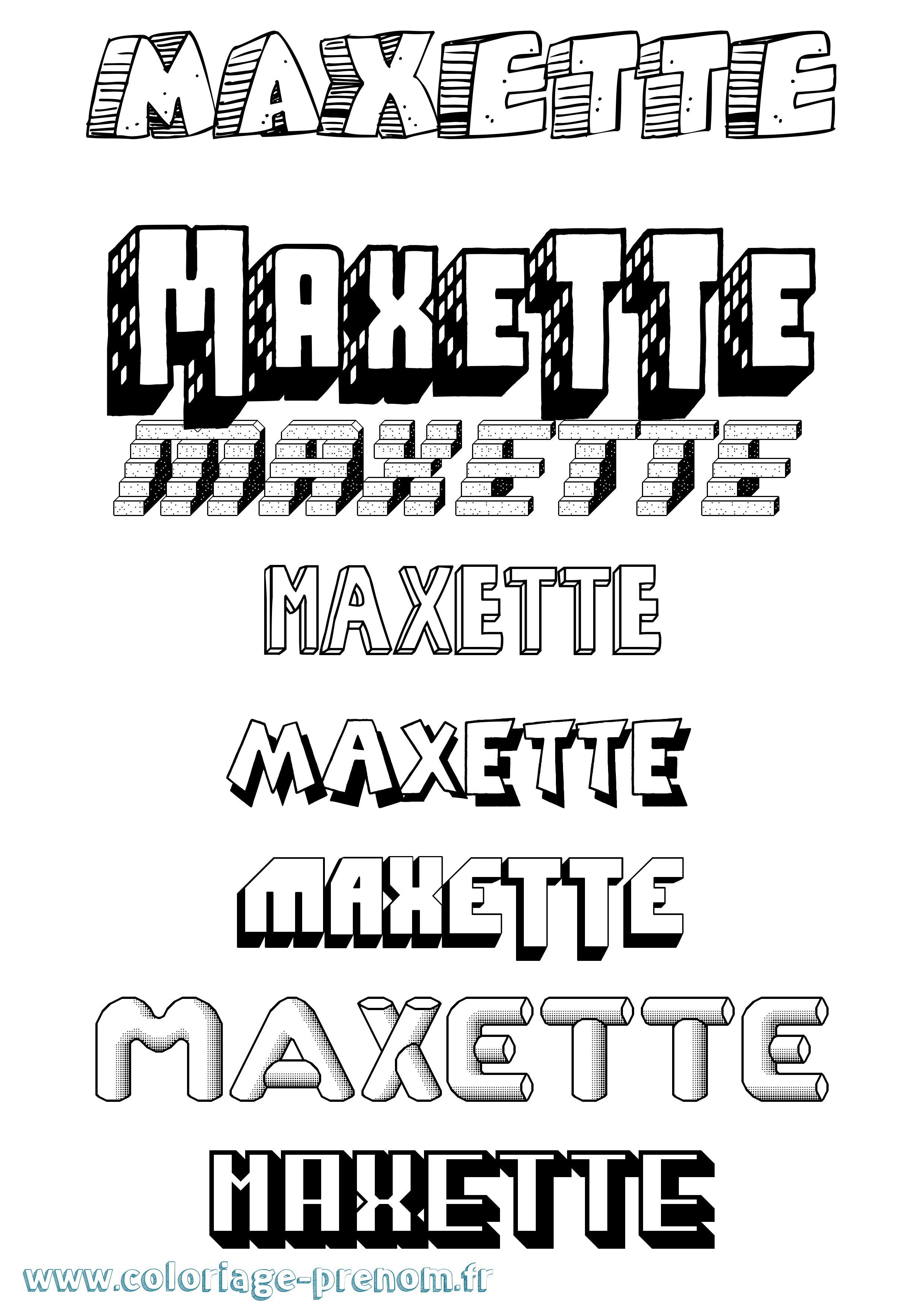 Coloriage prénom Maxette Effet 3D