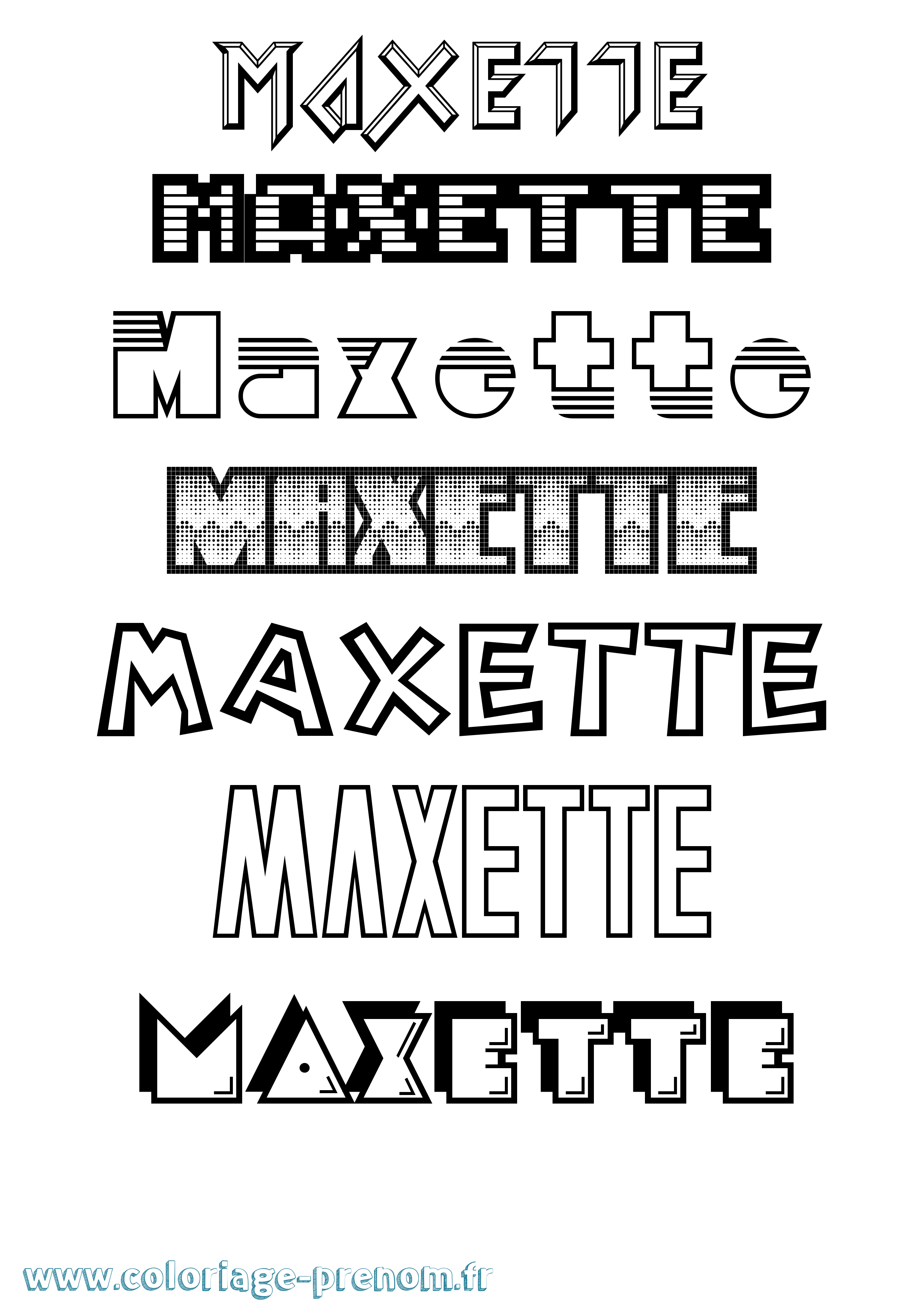 Coloriage prénom Maxette Jeux Vidéos
