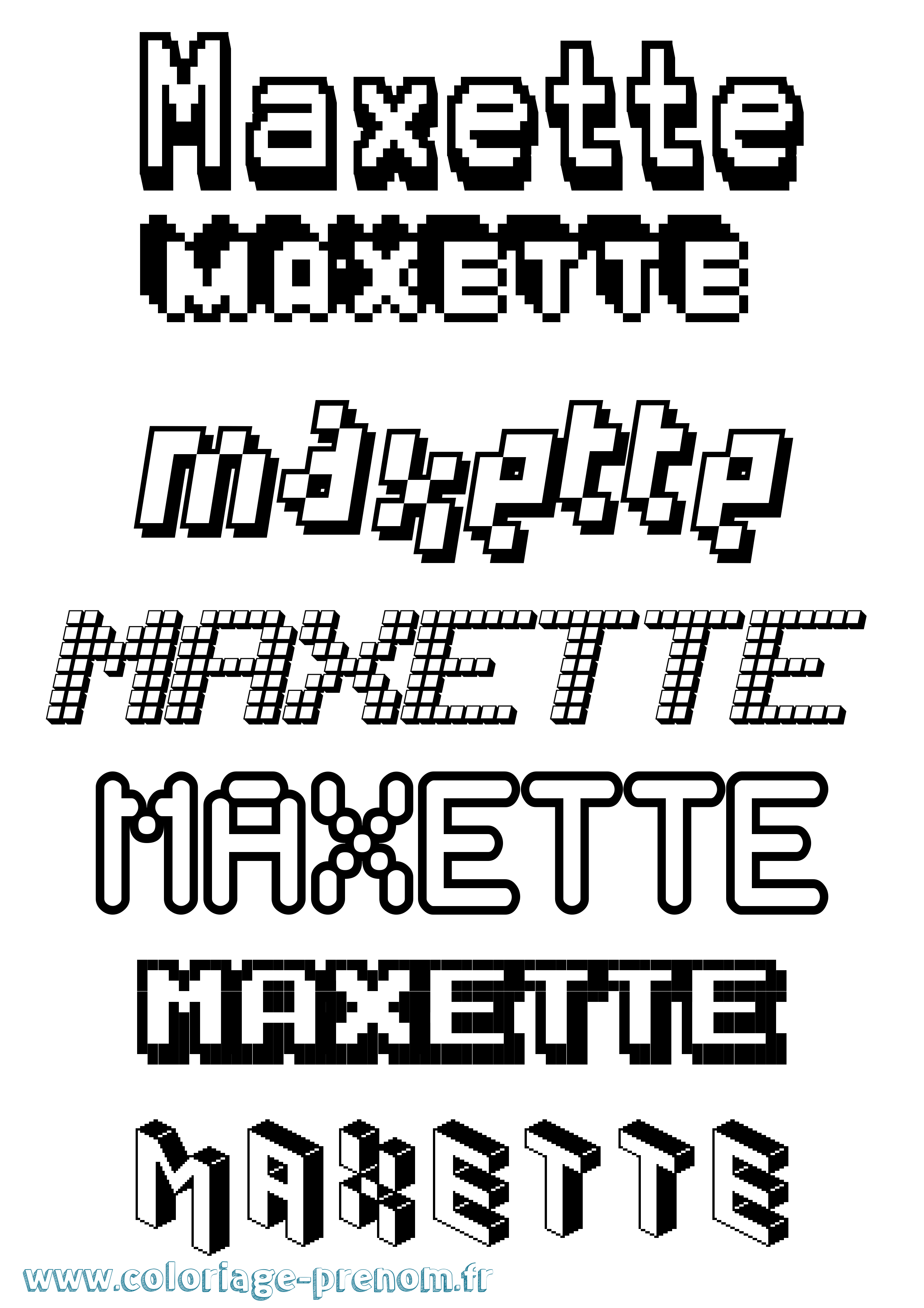 Coloriage prénom Maxette Pixel