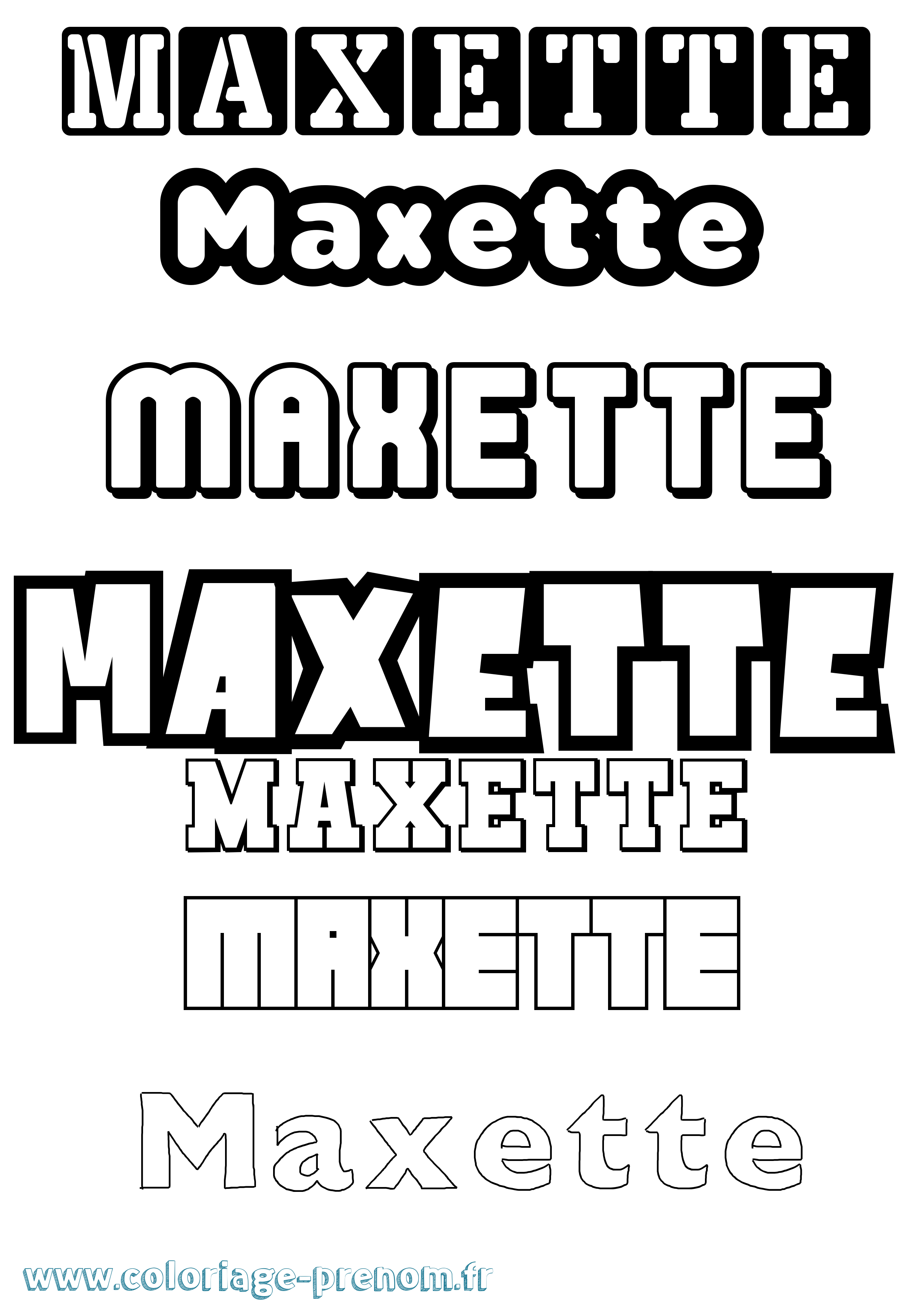 Coloriage prénom Maxette Simple