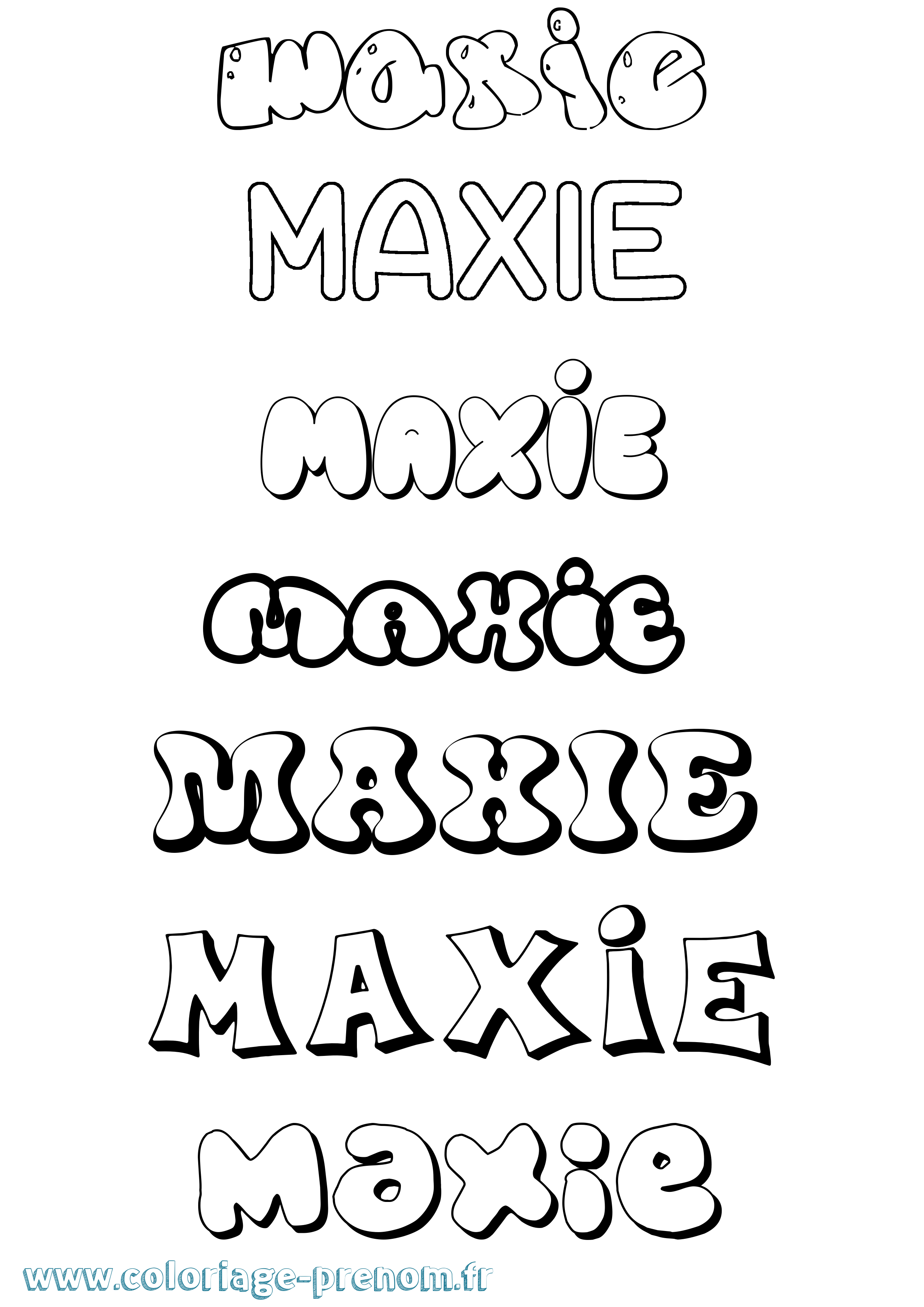 Coloriage prénom Maxie Bubble