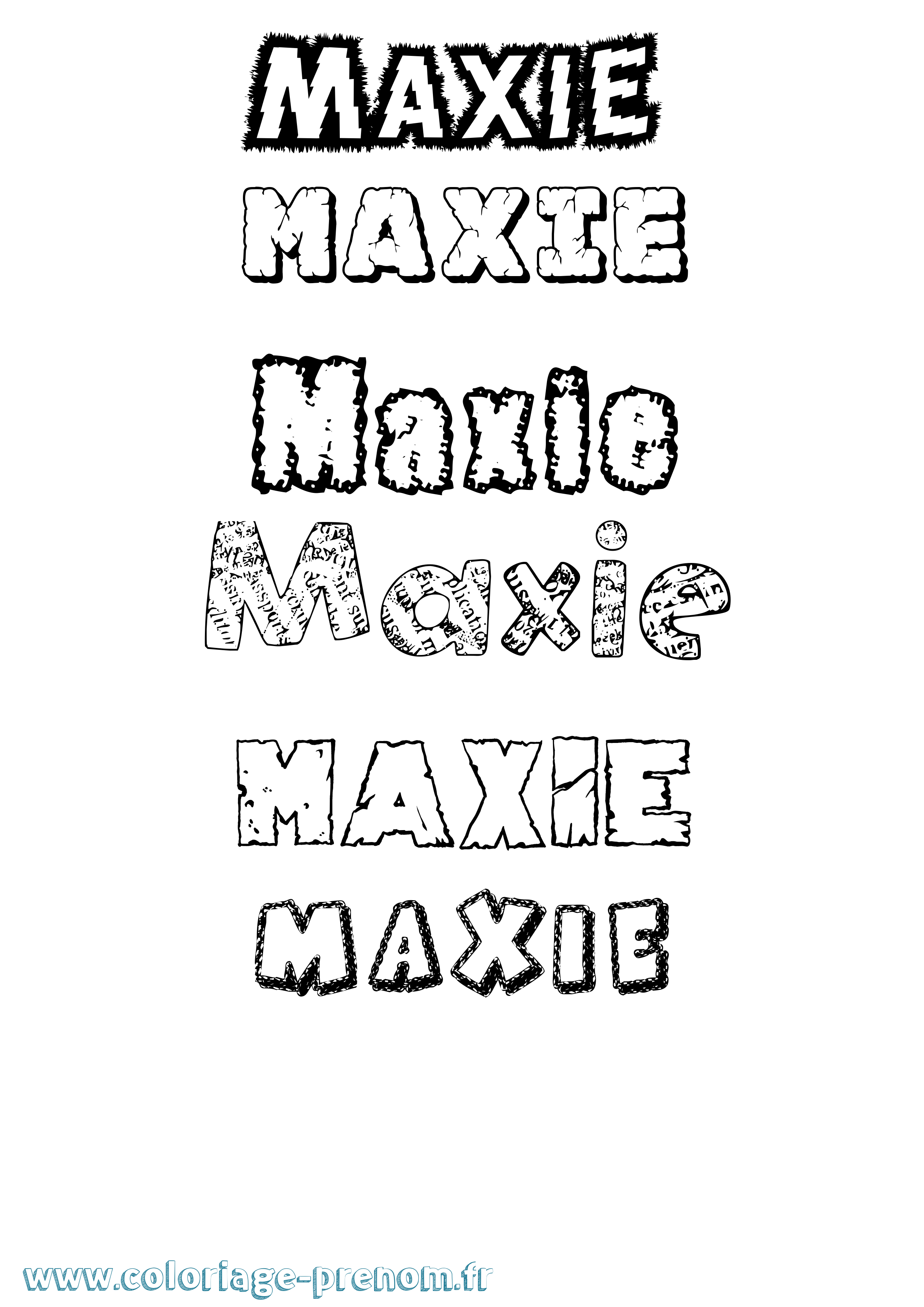 Coloriage prénom Maxie Destructuré