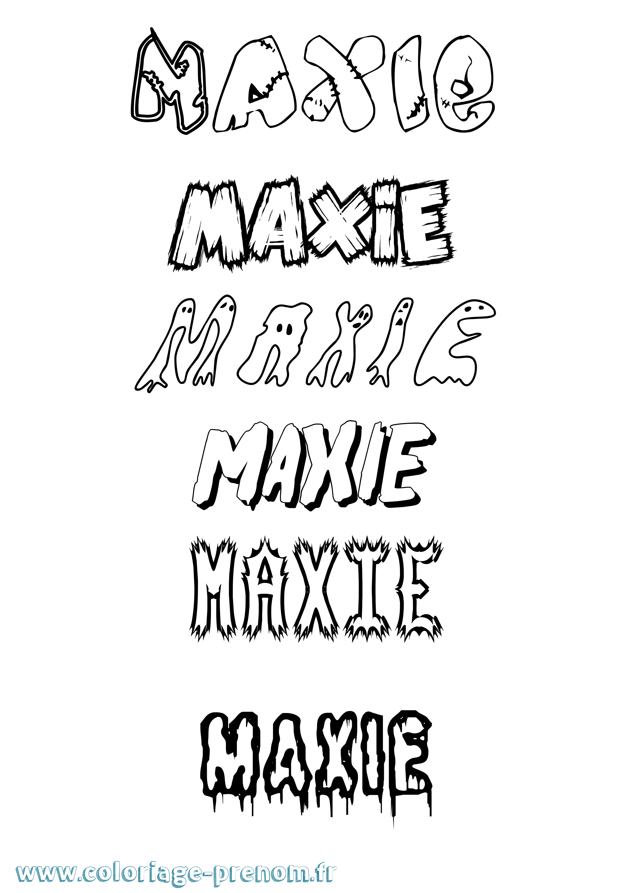 Coloriage prénom Maxie Frisson