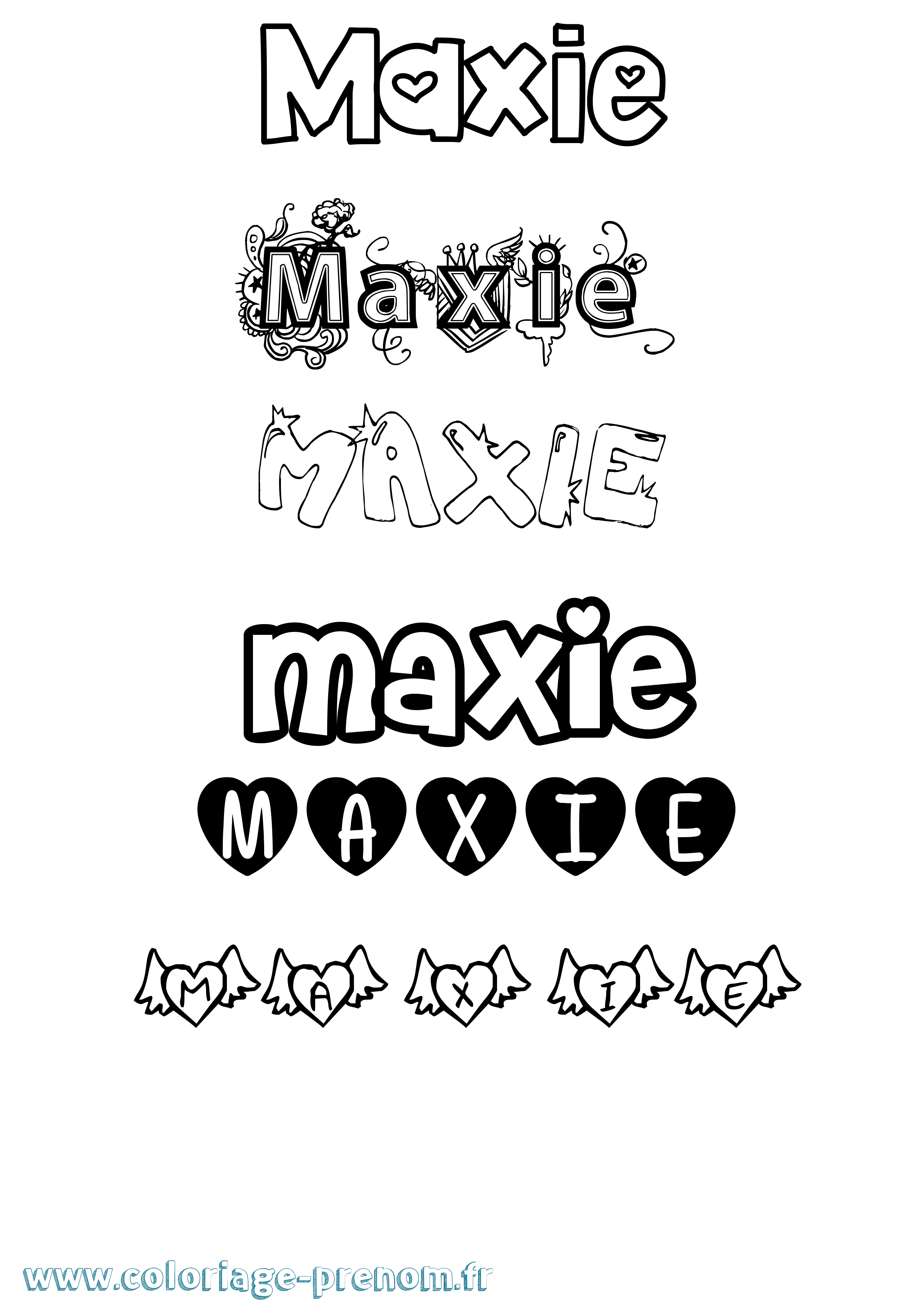 Coloriage prénom Maxie Girly
