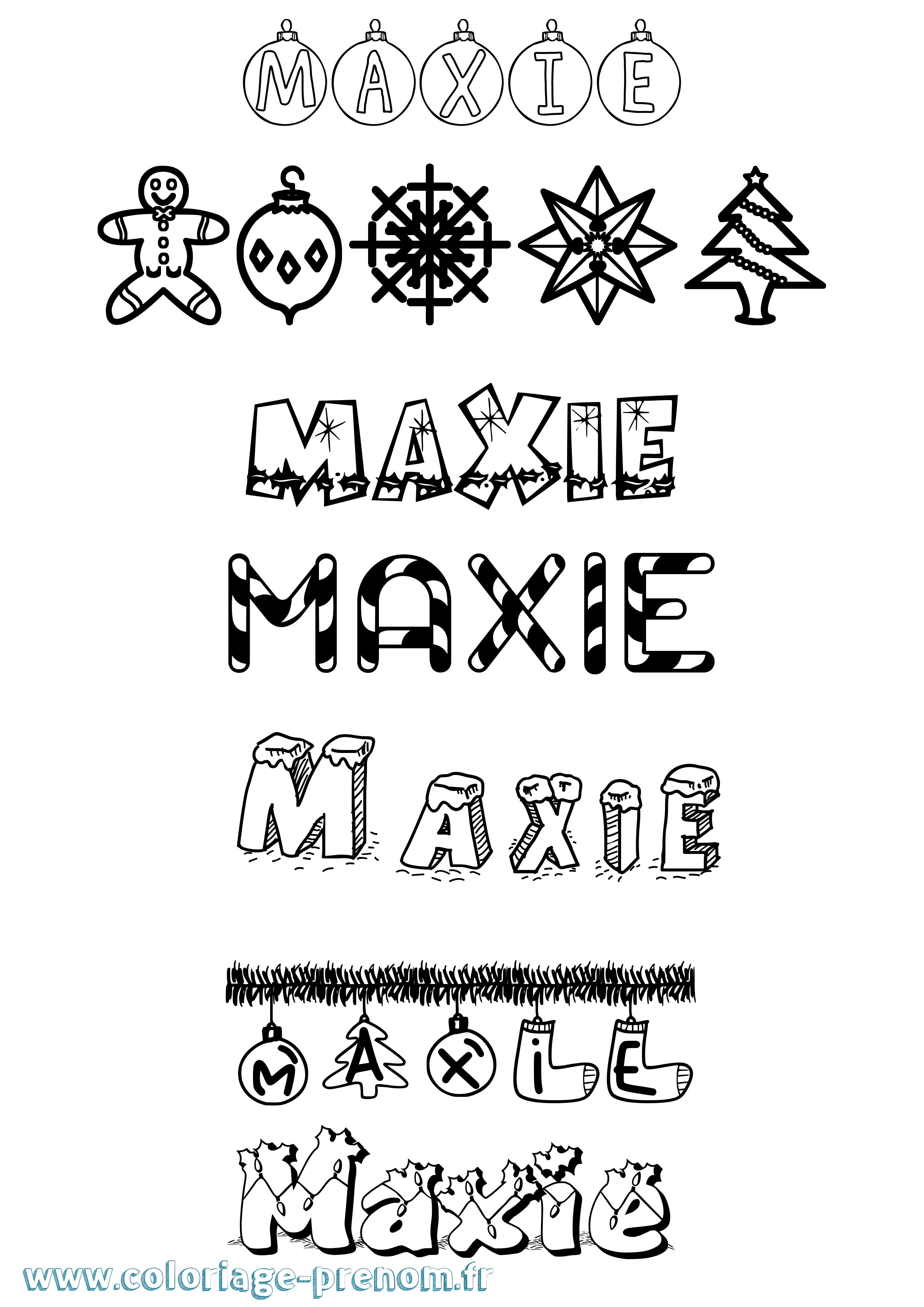 Coloriage prénom Maxie Noël