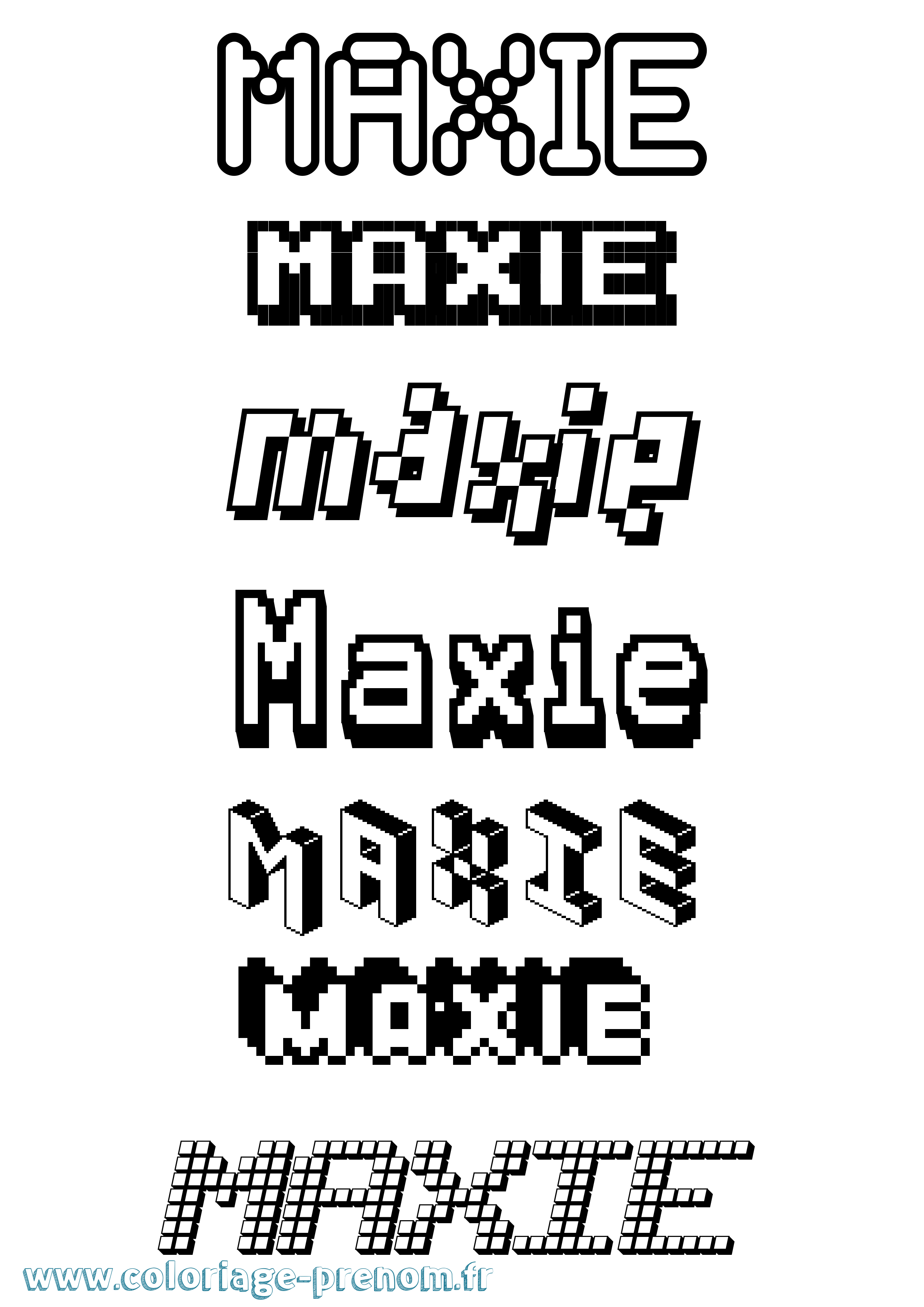 Coloriage prénom Maxie Pixel