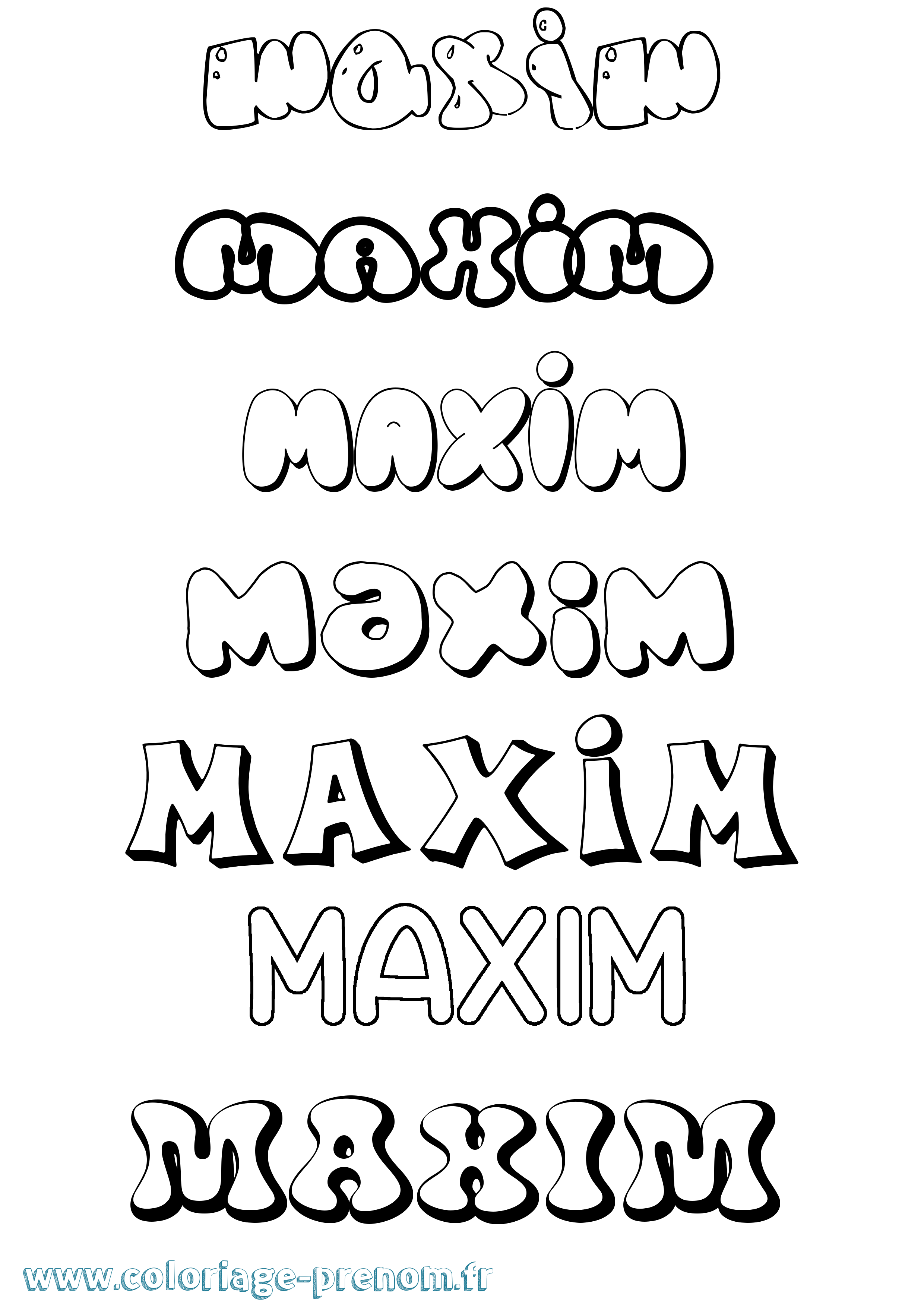 Coloriage Maxim Bubble Coloriage prénom Maxim Bubble