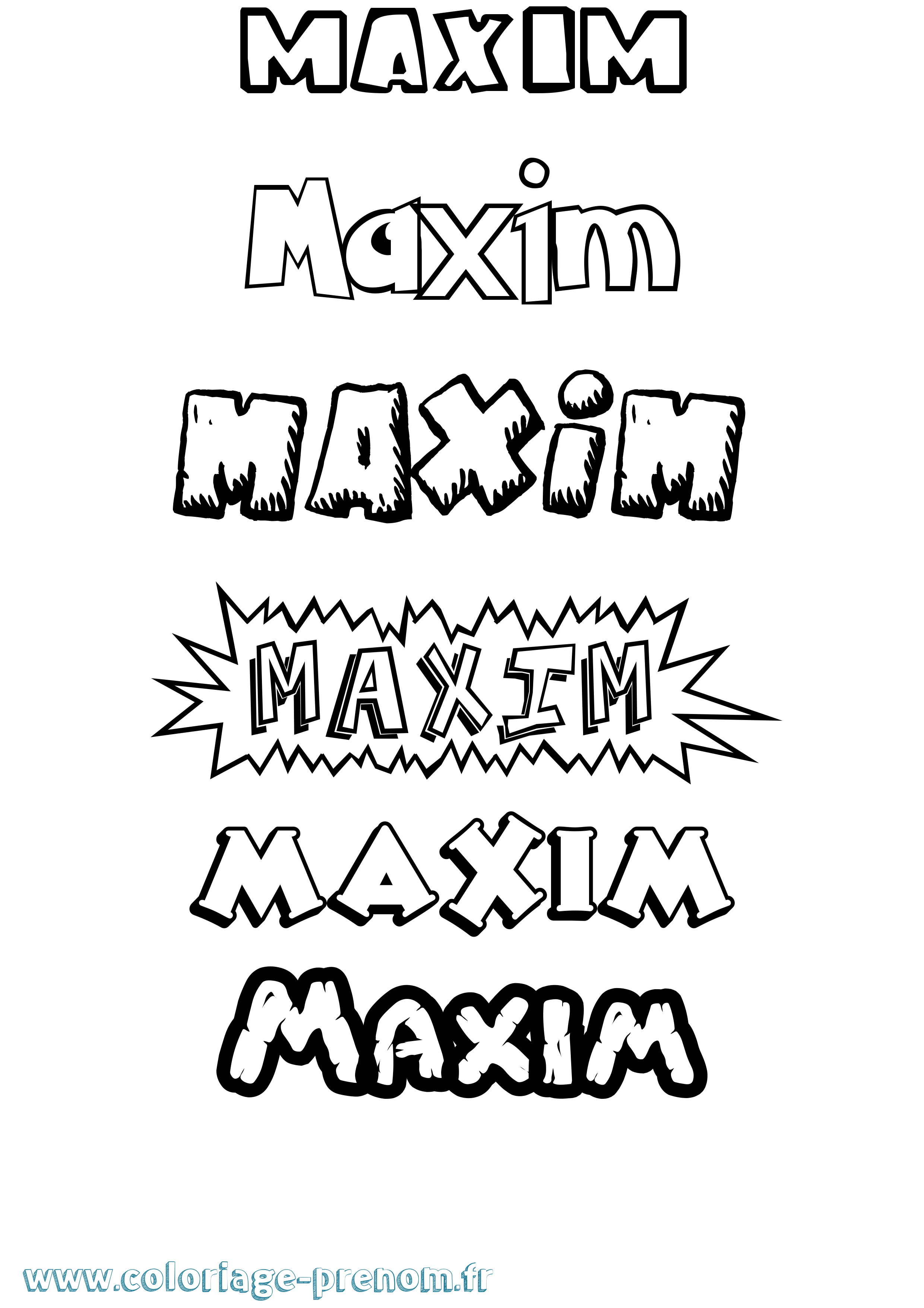 Coloriage prénom Maxim Dessin Animé