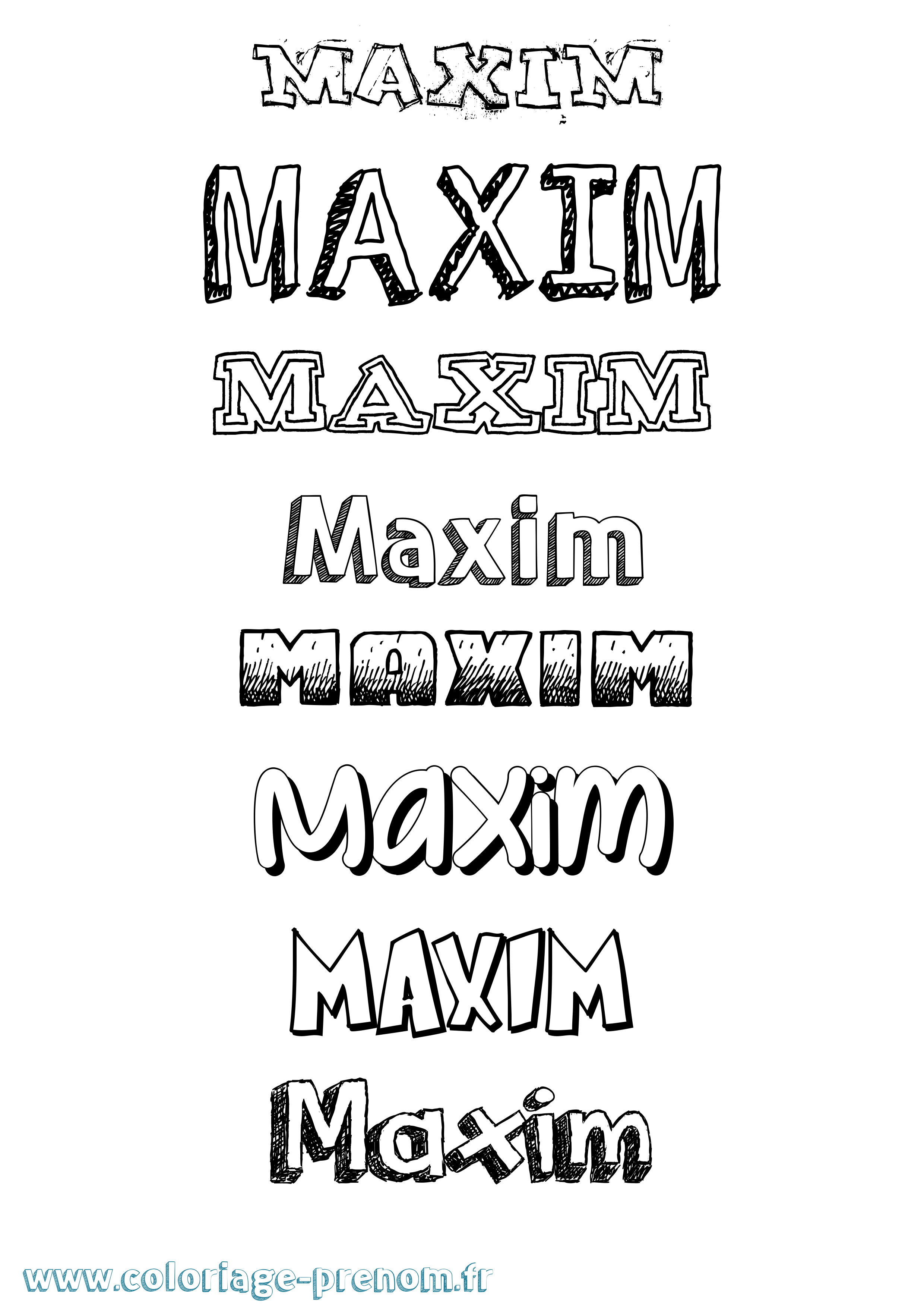 Coloriage Maxim Dessiné Coloriage prénom Maxim Dessiné