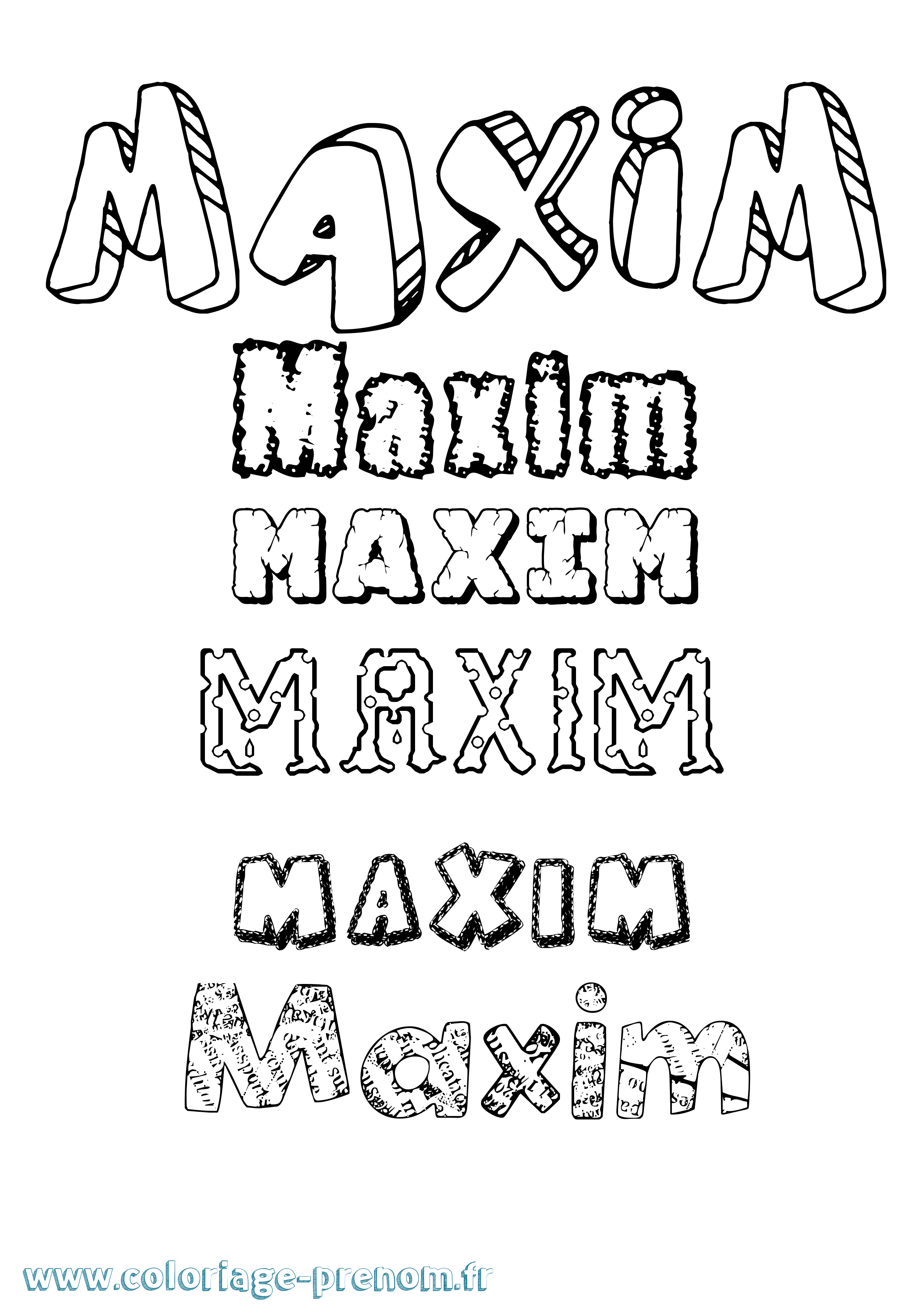 Coloriage Maxim Destructuré Coloriage prénom Maxim Destructuré
