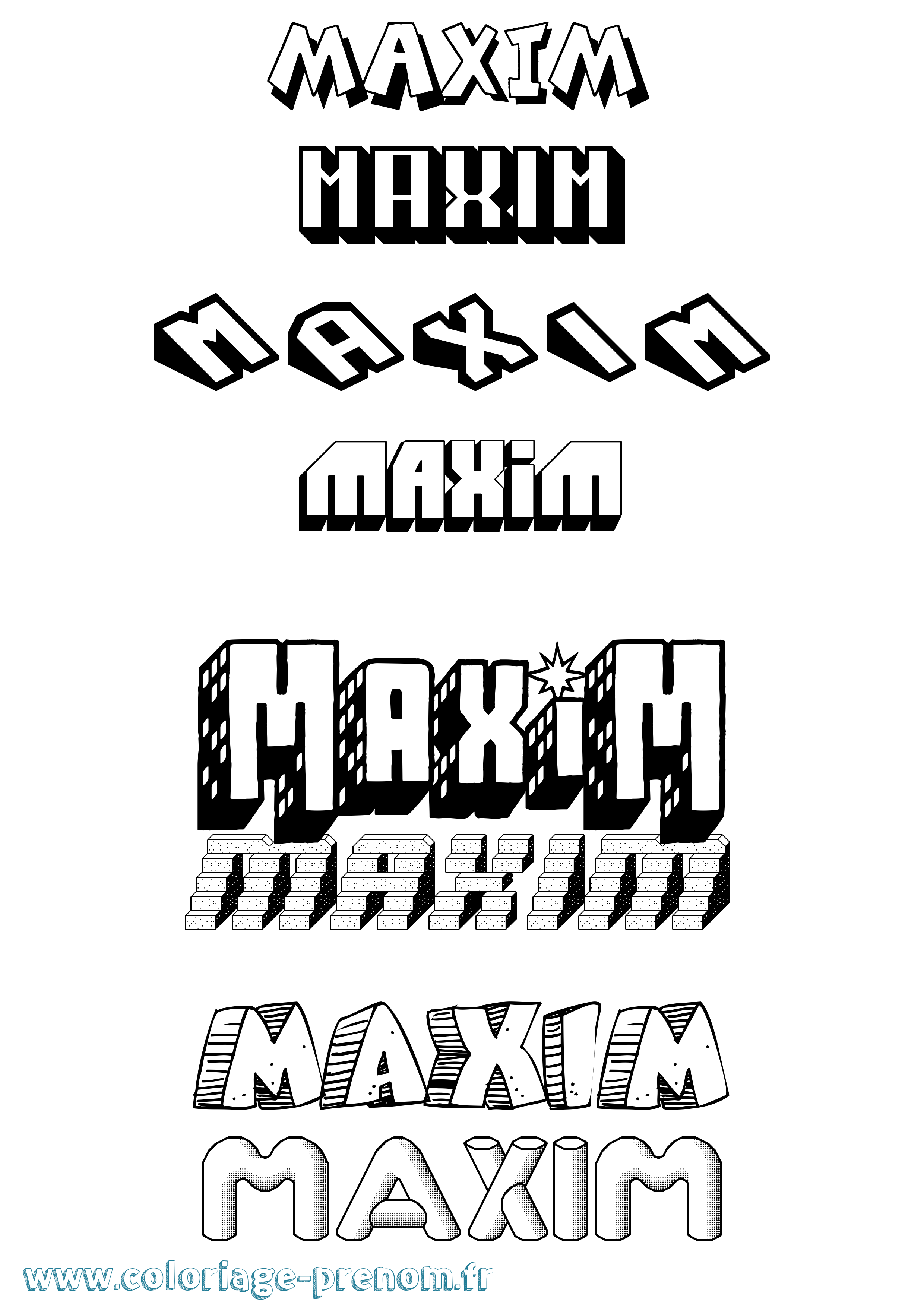Coloriage Maxim Effet 3D Coloriage prénom Maxim Effet 3D