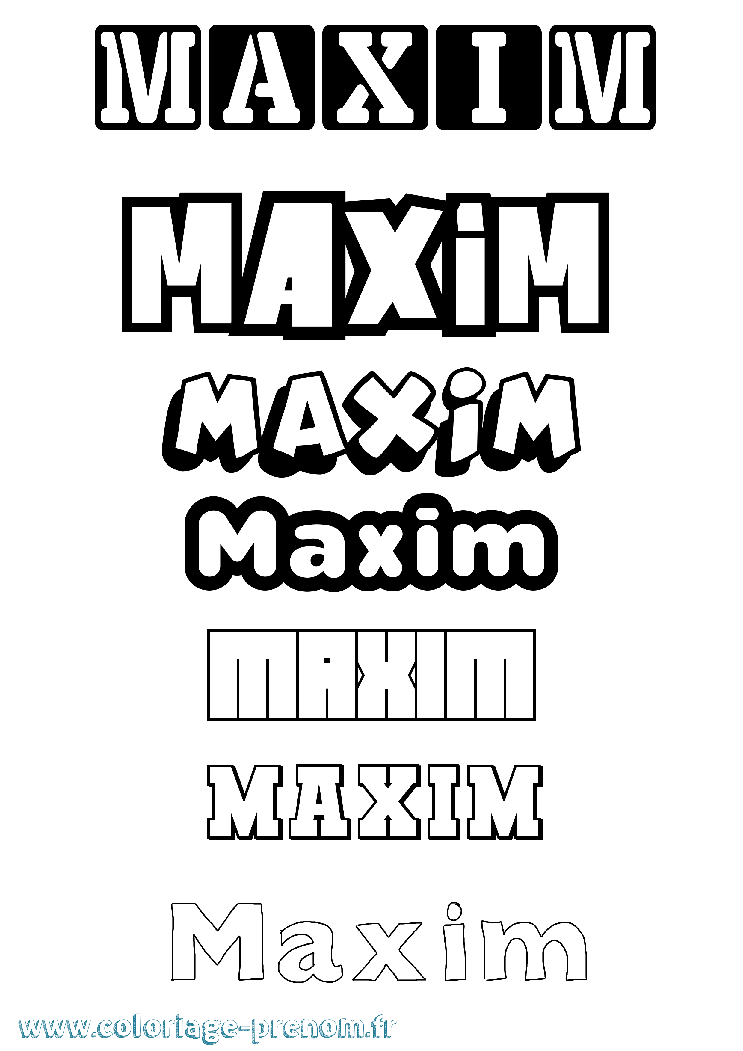 Coloriage prénom Maxim Simple