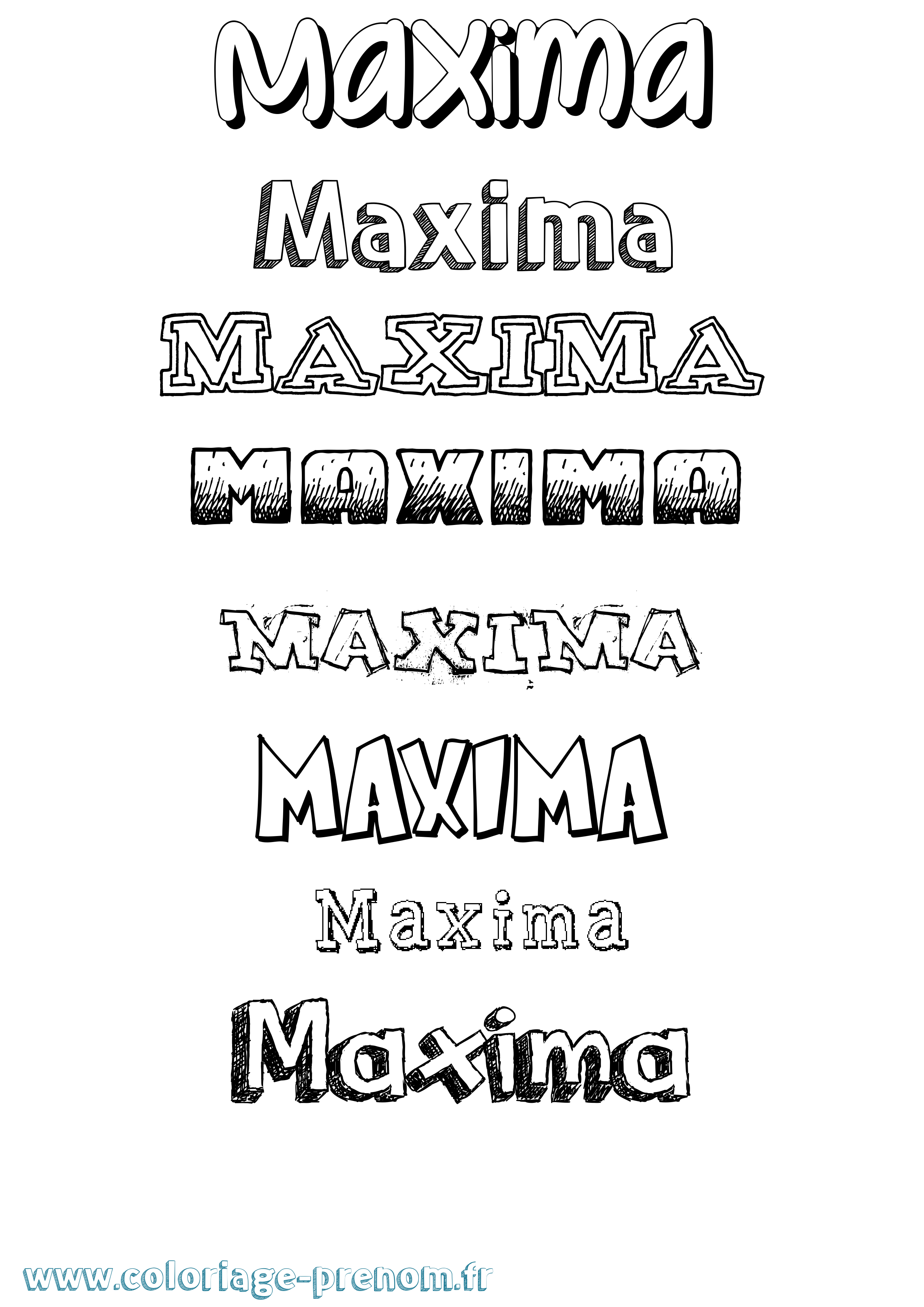 Coloriage prénom Maxima Dessiné