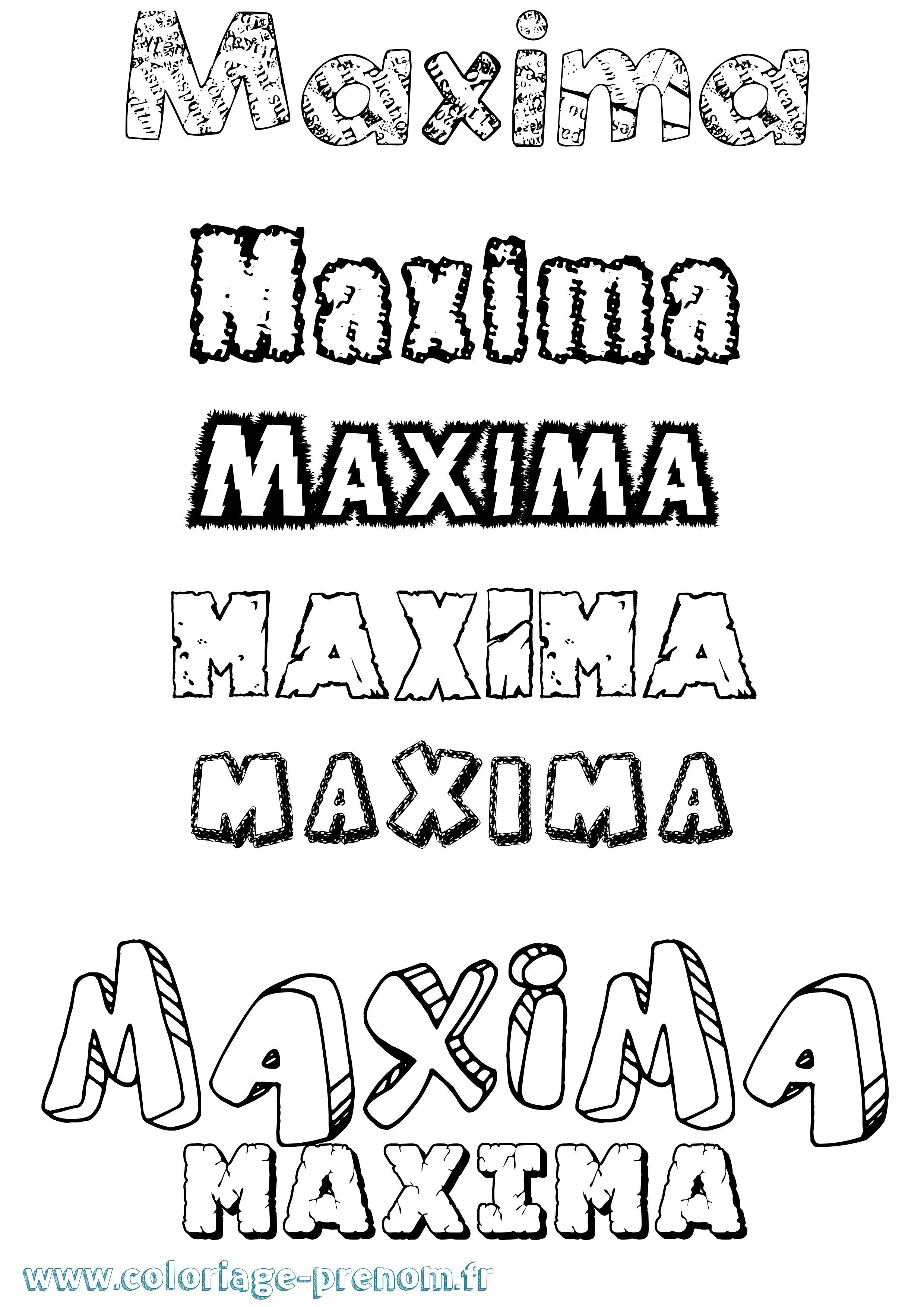 Coloriage prénom Maxima Destructuré