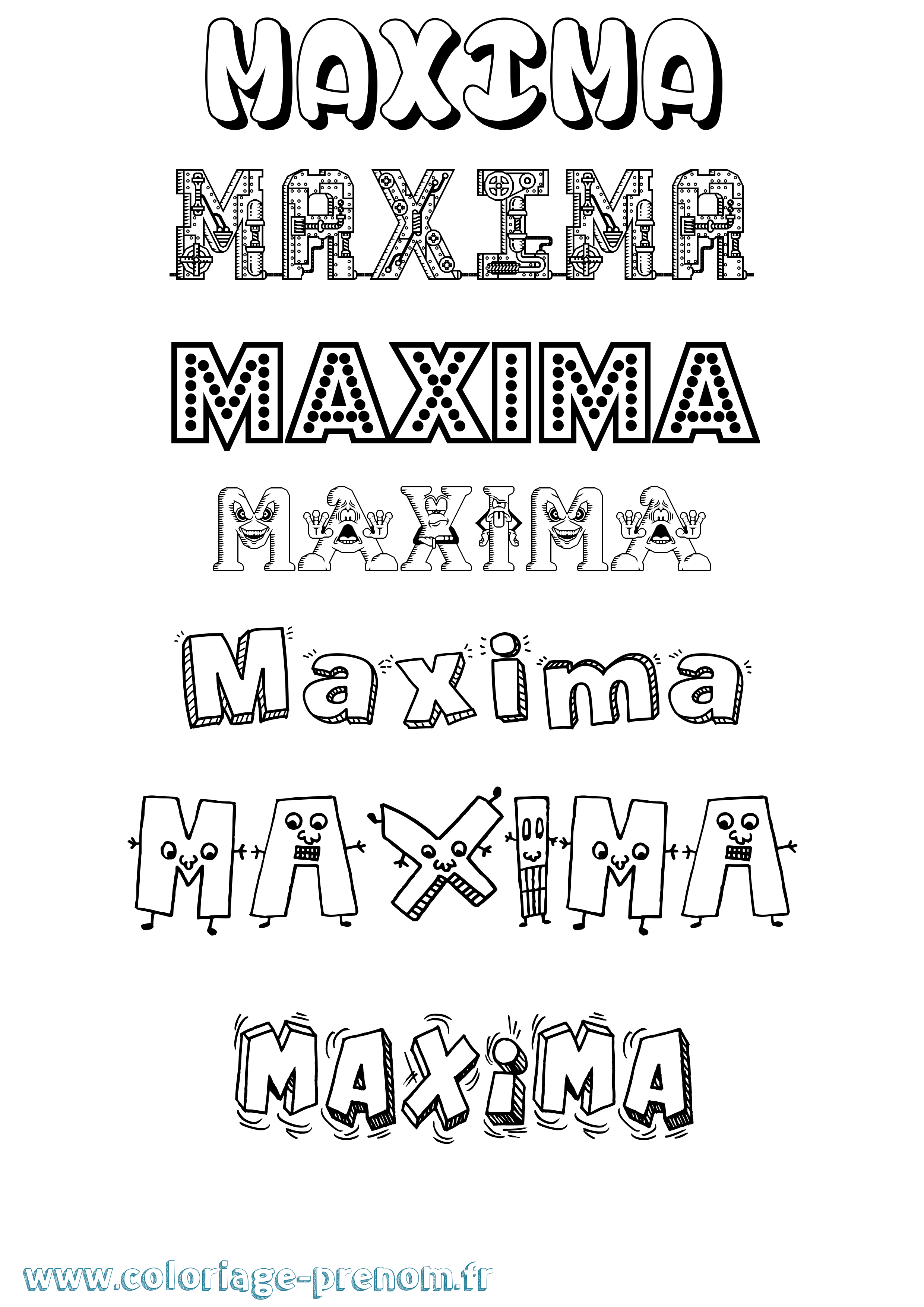 Coloriage prénom Maxima Fun