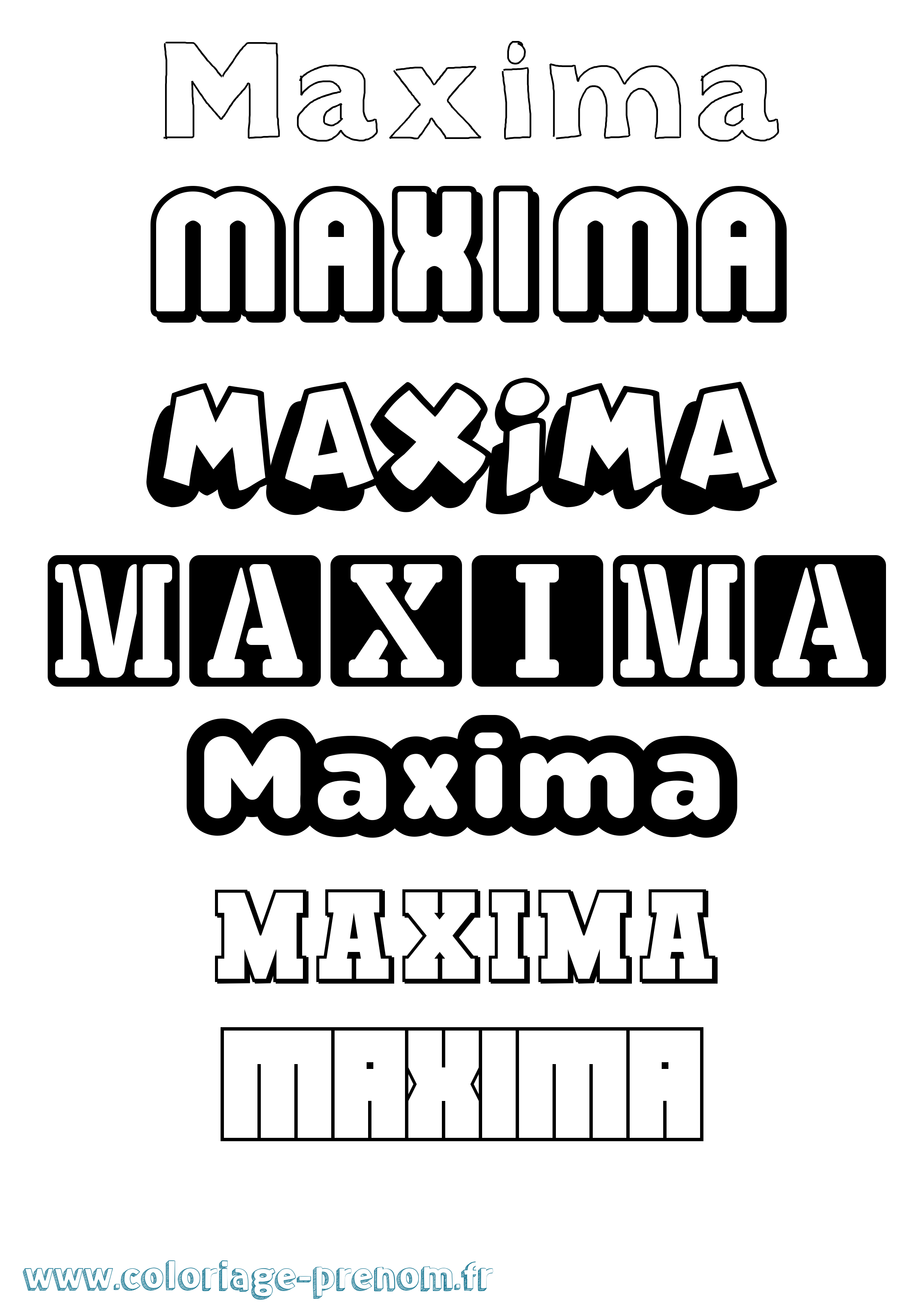 Coloriage prénom Maxima Simple