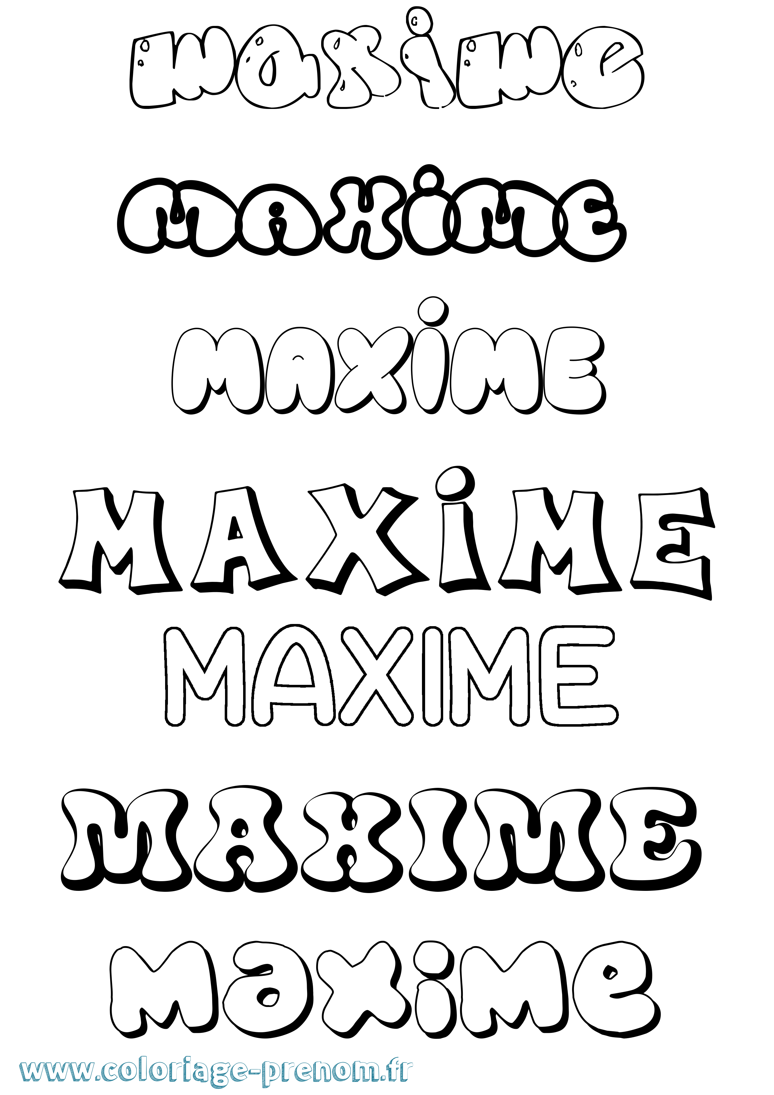 Coloriage prénom Maxime Bubble