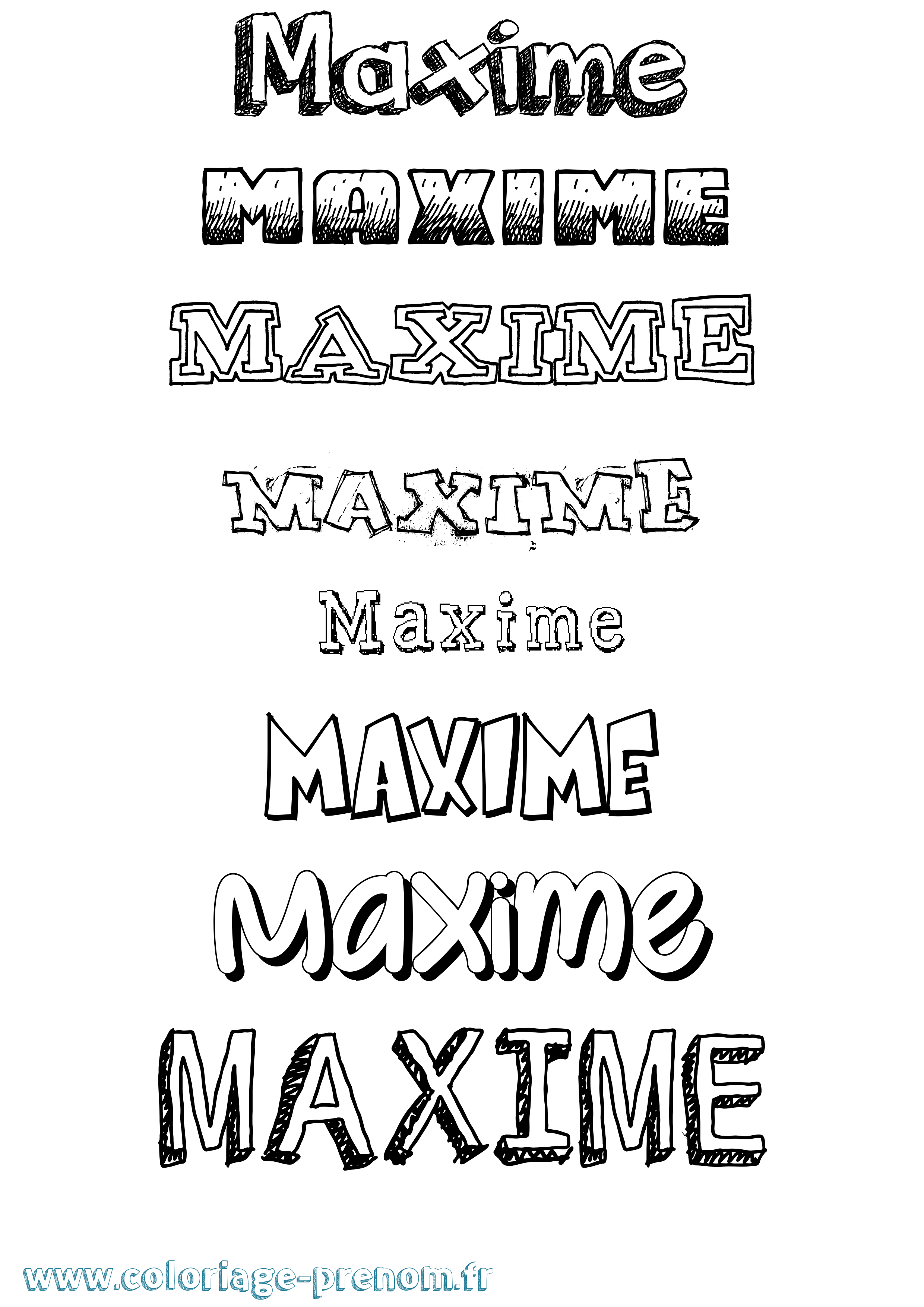 Coloriage prénom Maxime Dessiné