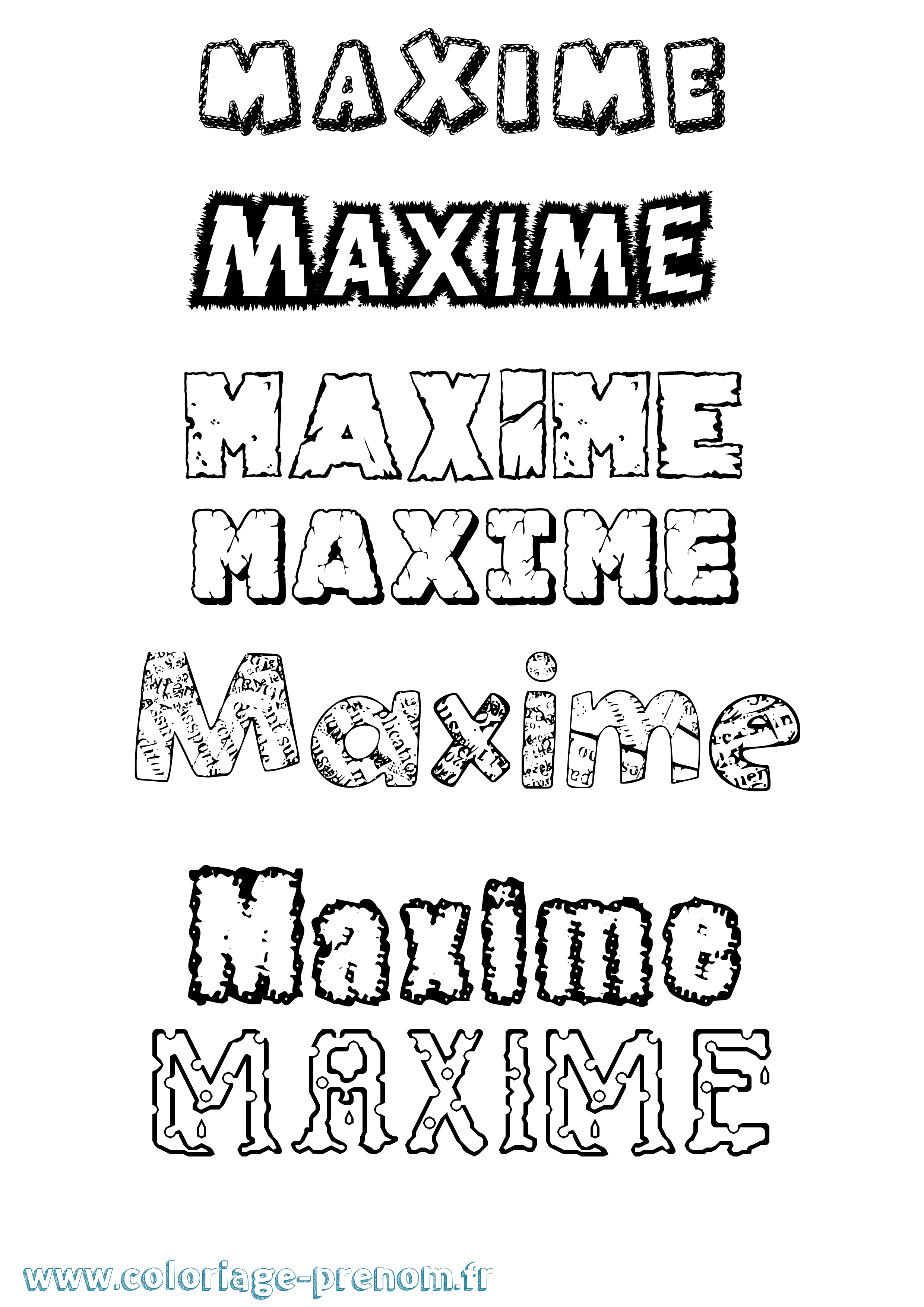Coloriage prénom Maxime Destructuré