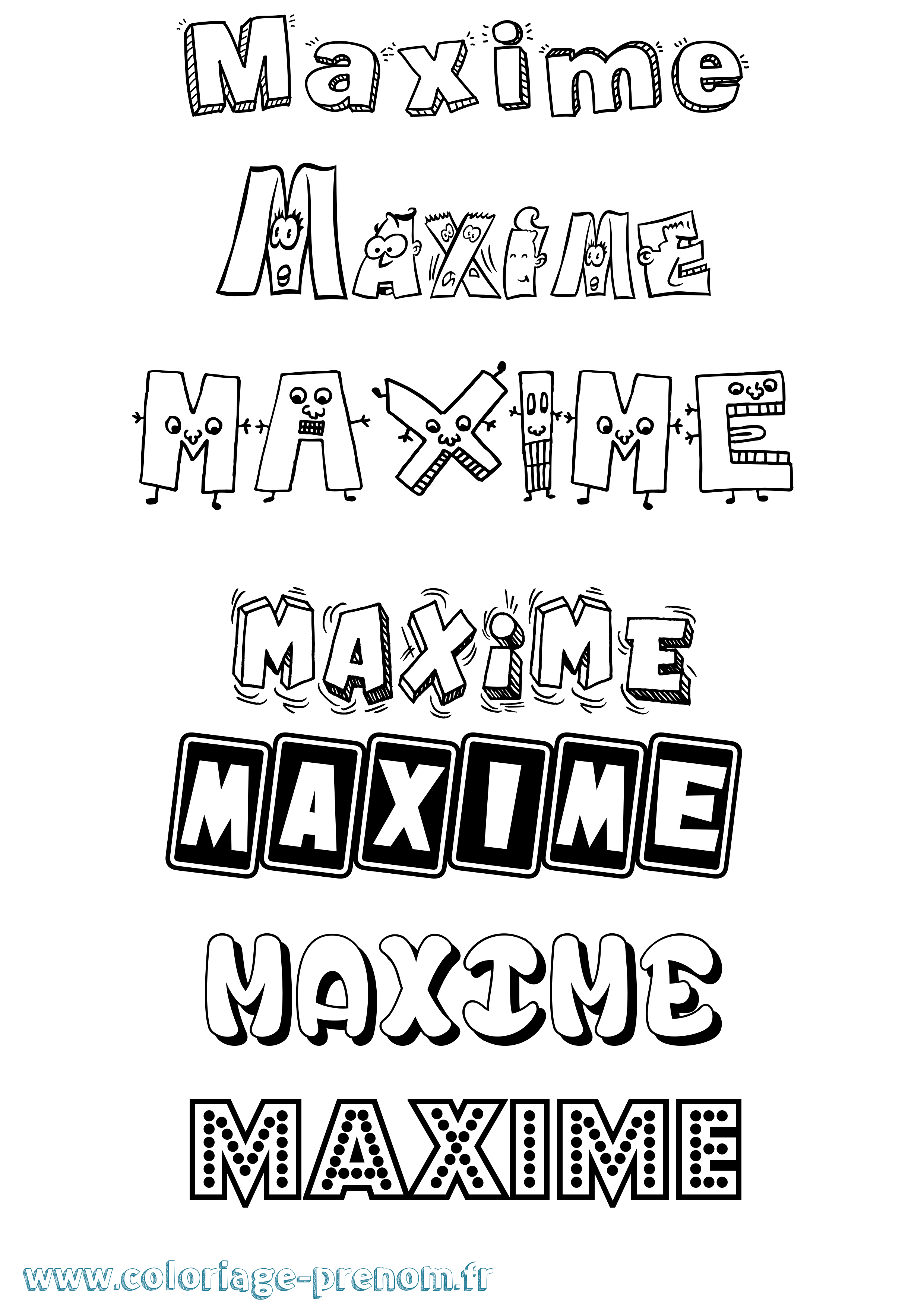Coloriage prénom Maxime Fun