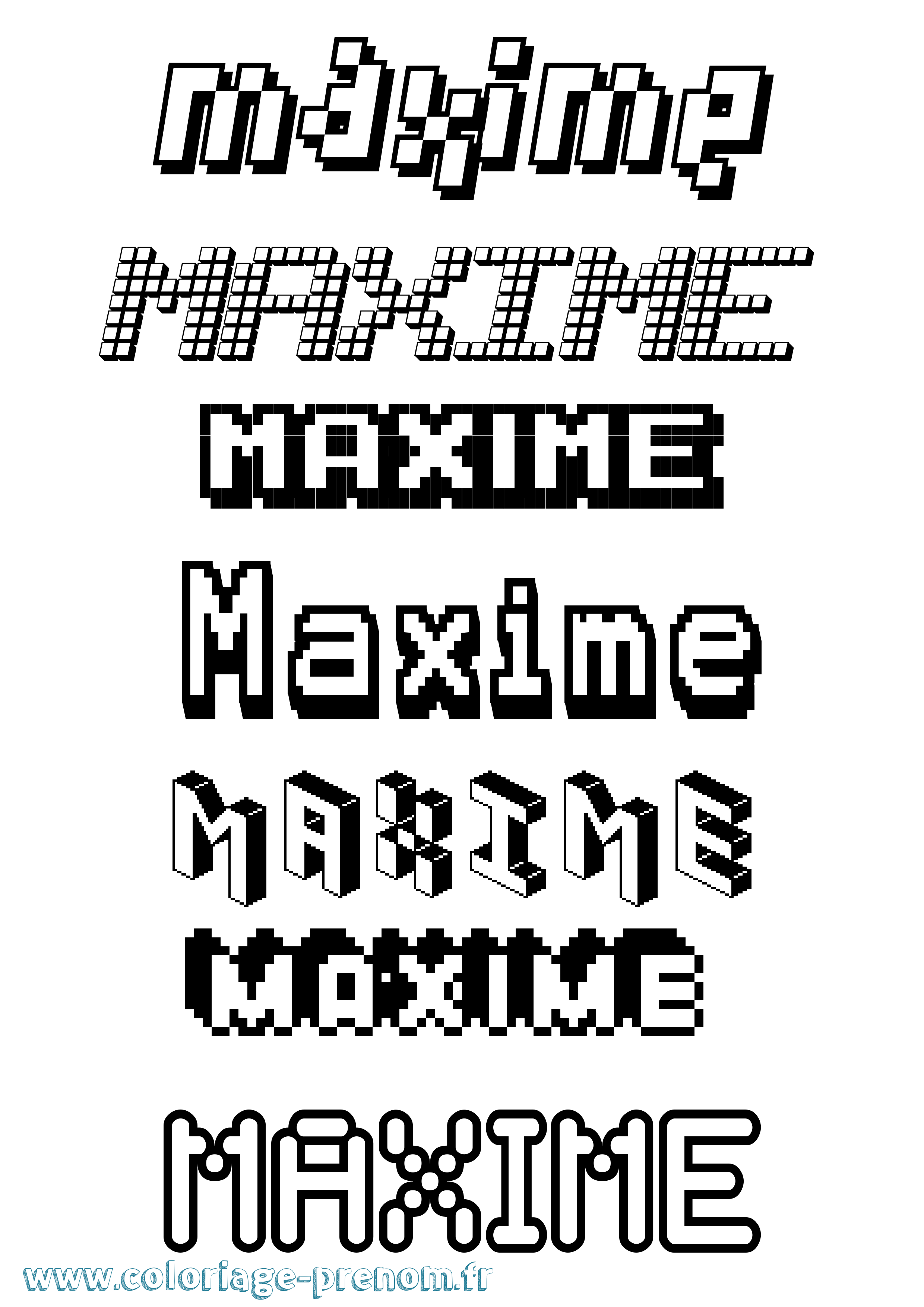 Coloriage prénom Maxime Pixel