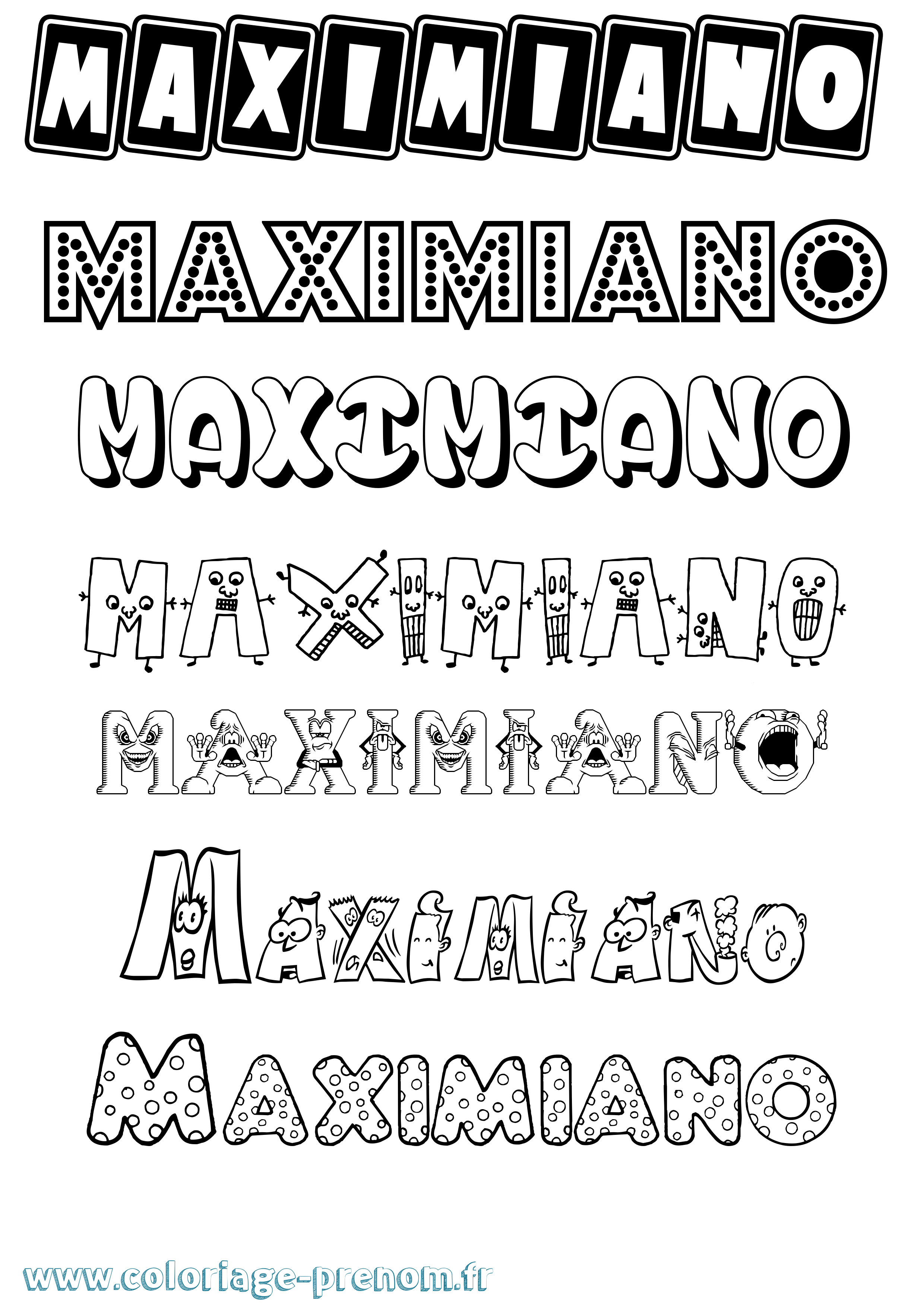 Coloriage prénom Maximiano Fun
