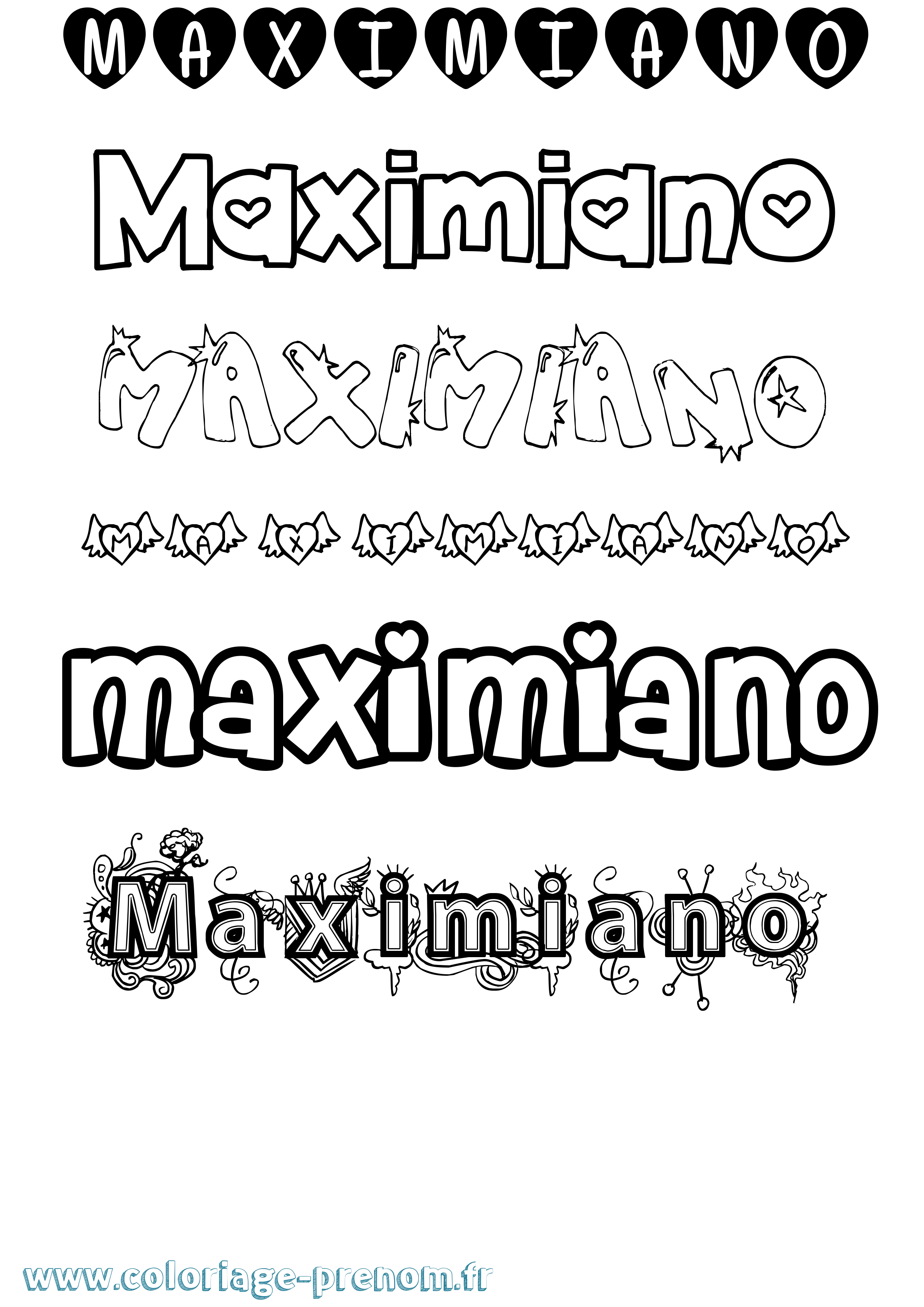 Coloriage prénom Maximiano Girly
