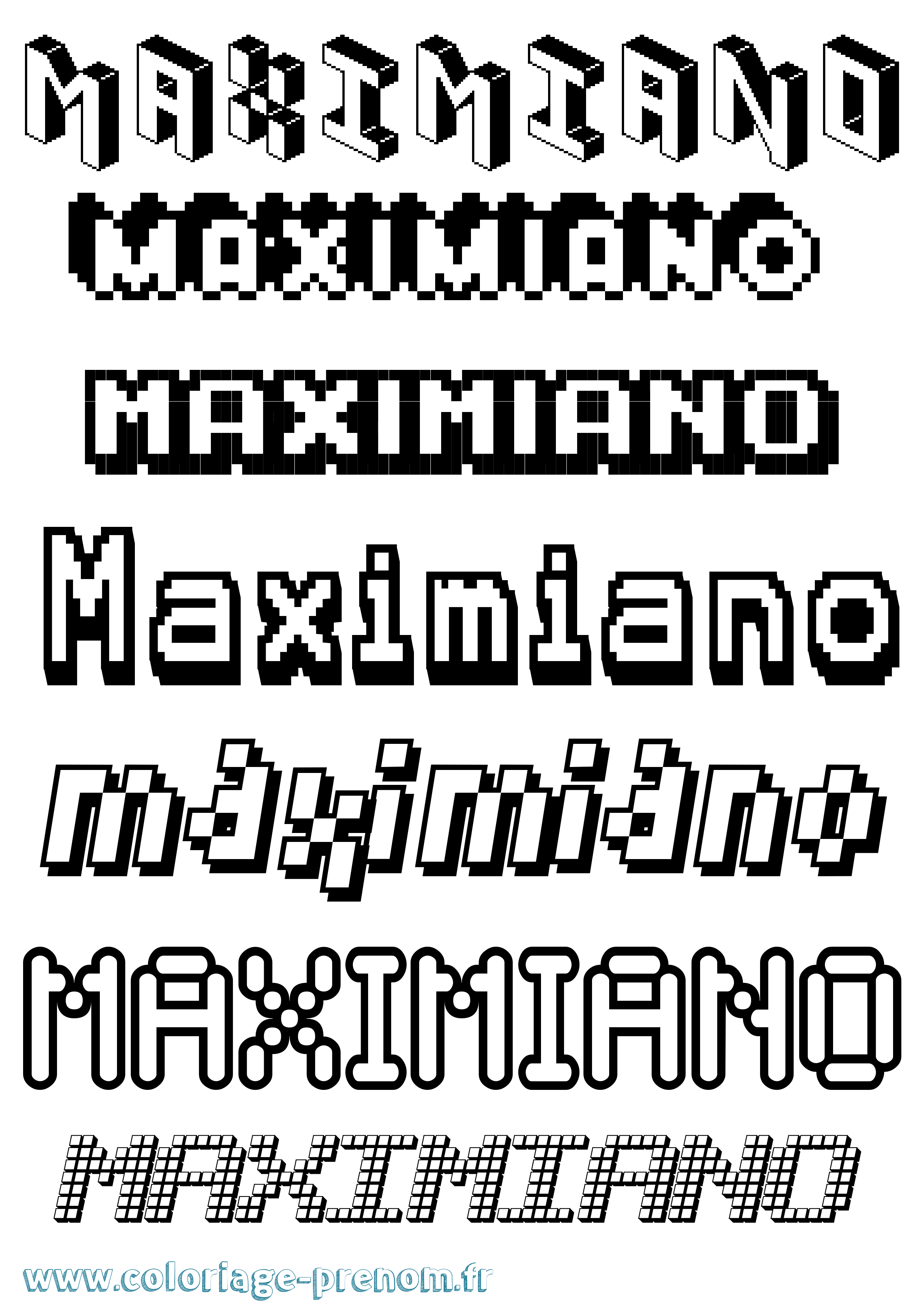 Coloriage prénom Maximiano Pixel