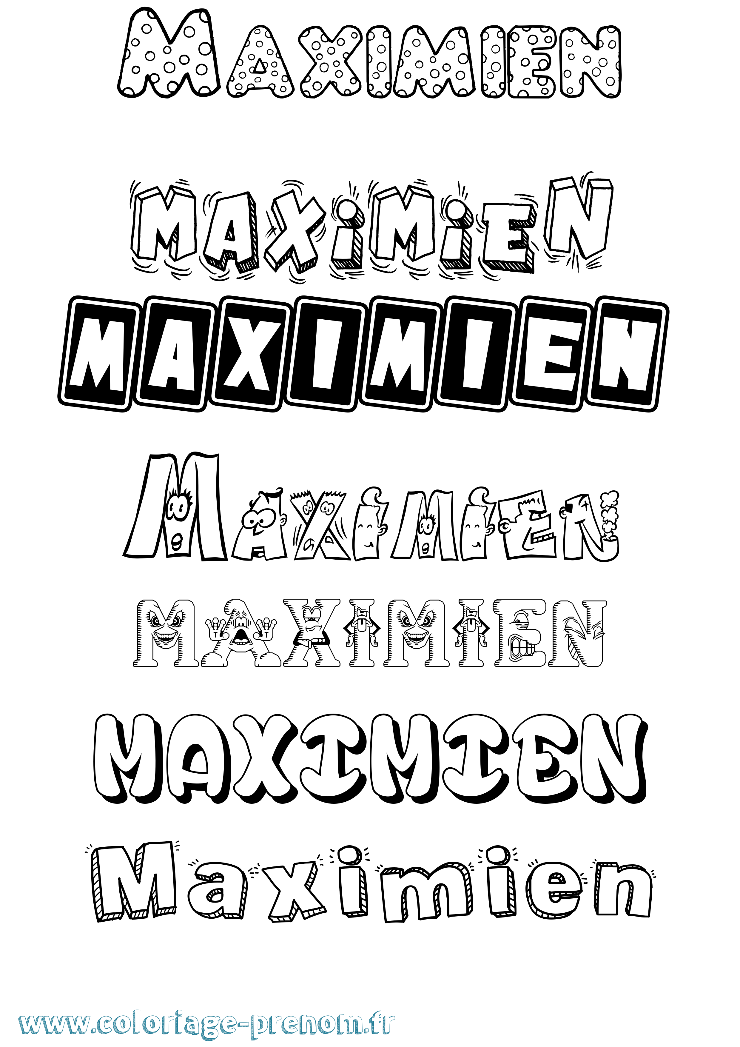 Coloriage prénom Maximien Fun