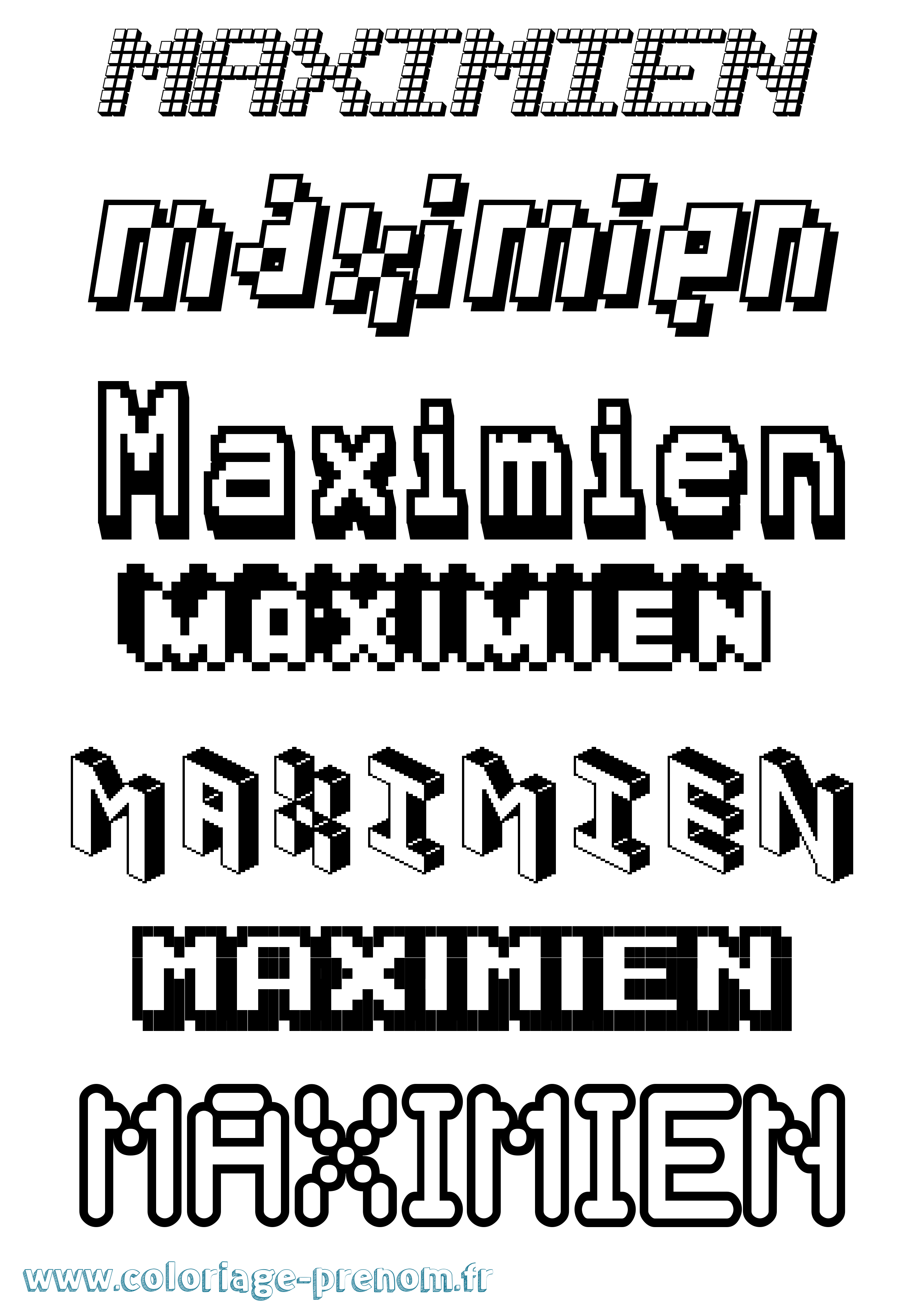 Coloriage prénom Maximien Pixel