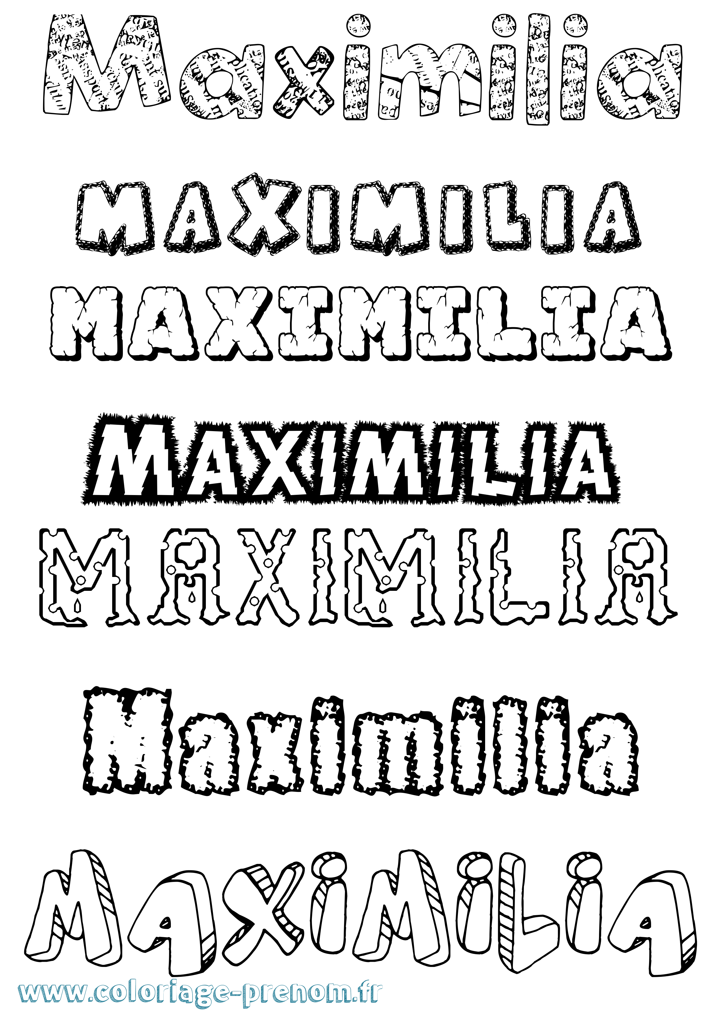 Coloriage prénom Maximilia Destructuré