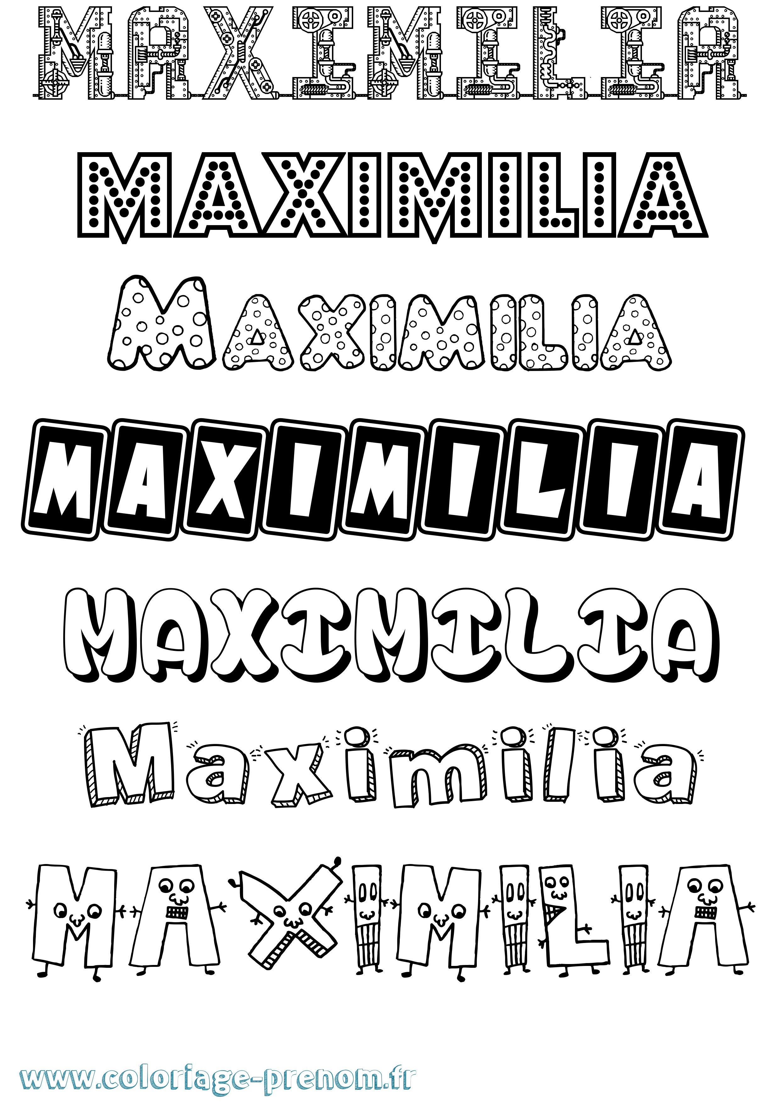 Coloriage prénom Maximilia Fun