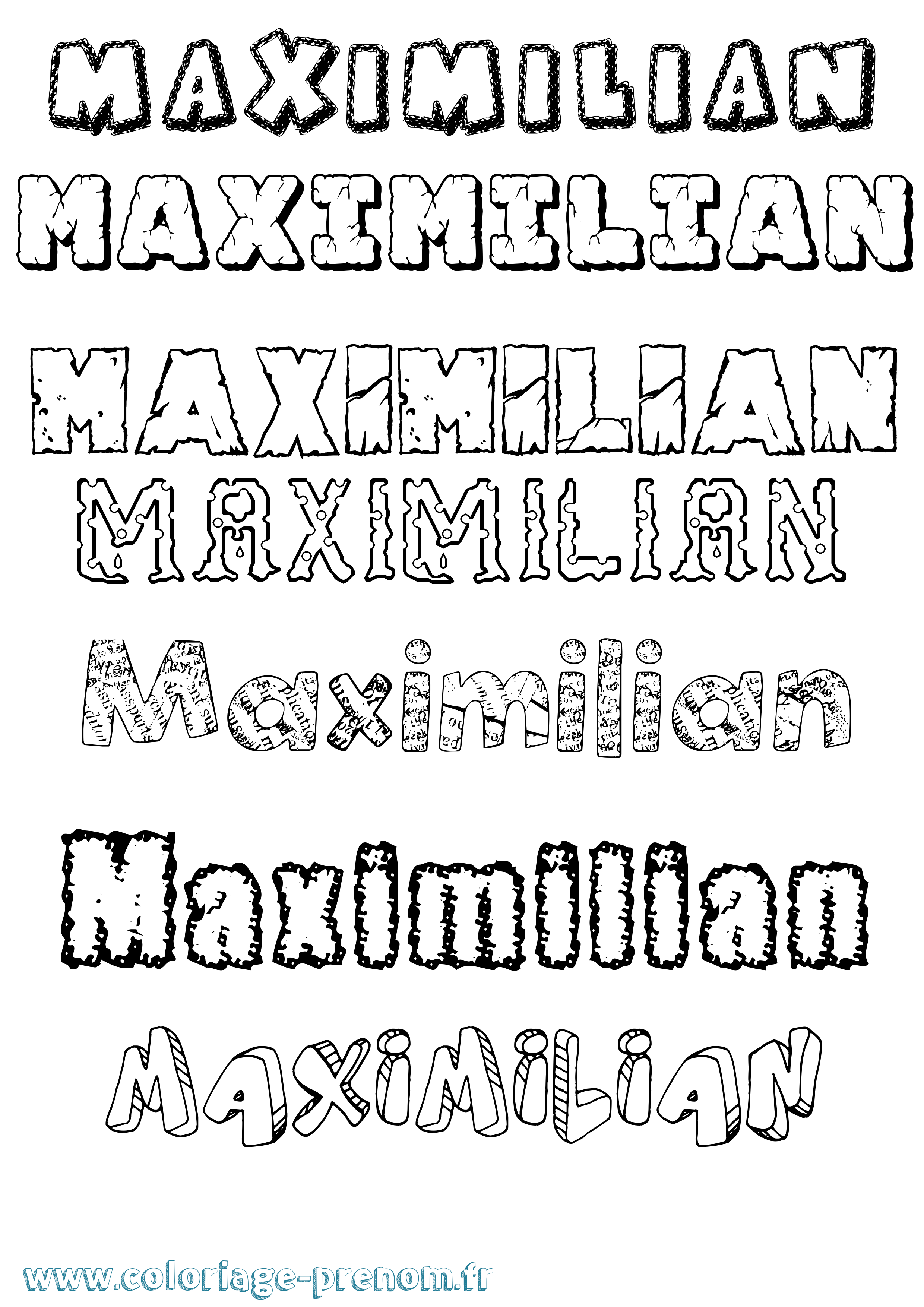 Coloriage prénom Maximilian Destructuré